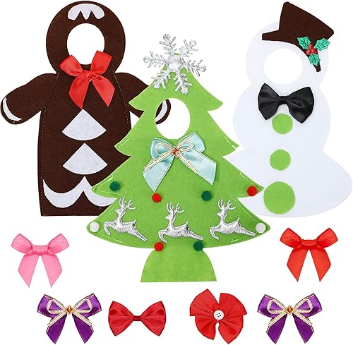 9 piezas de accesorios de elfo de Navidad, disfraz de muñeca de elfo, muñeco de nieve, hombre de jengibre, árbol de Navidad, corbatín para niño y