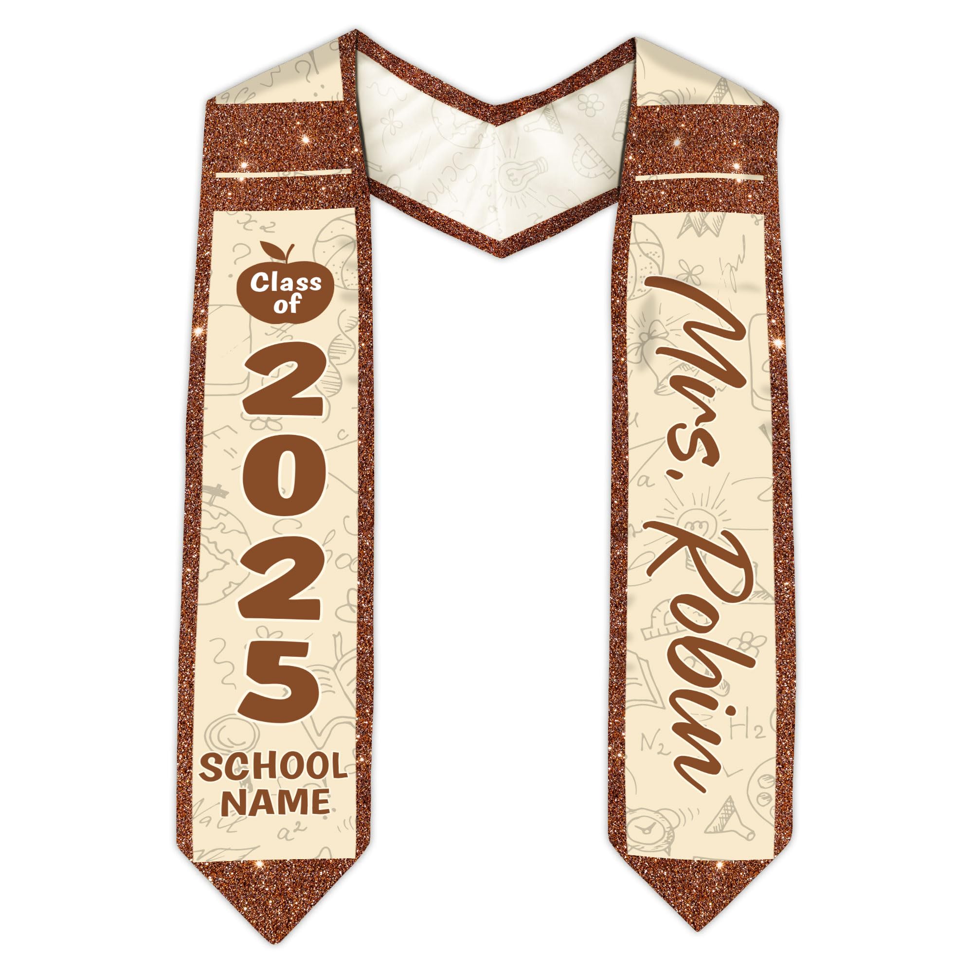 MonkeyVan Personalized Teacher Graduation Stole 2025,Custom Pencil Graduation Stole for Teachers,Class of 2025 Teacher Sash S289