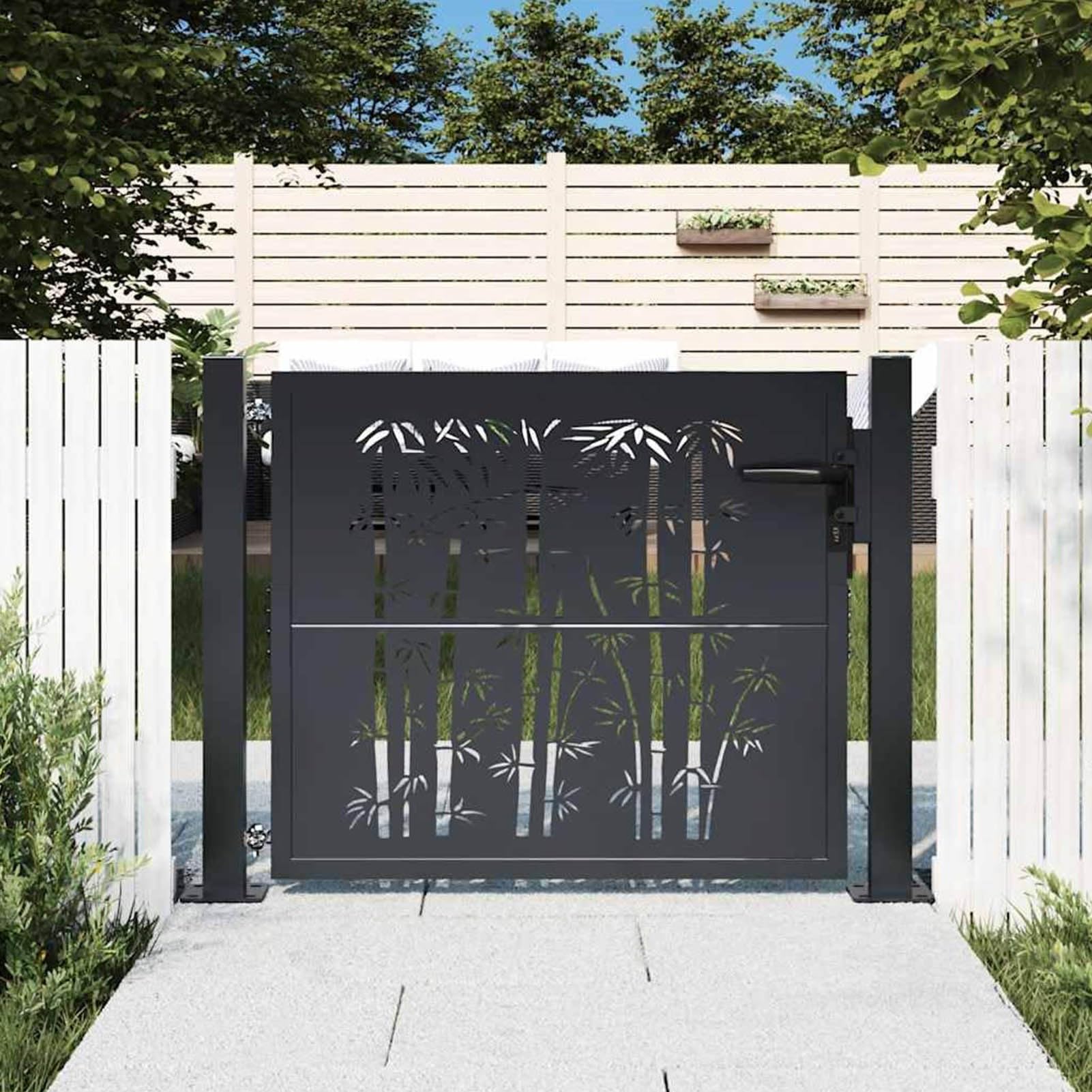 JFBLSD Garden Gate Patio gate Metal Garden Gates Outdoor Fence Galvanised Swing Gates Suit Garden Patio secure entry point/outdoor/garden/patio
