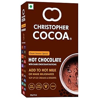 Christopher Cocoa Hot Drinking Chocolate Powder with Dark Chocolate Buttons 200g - image, photos