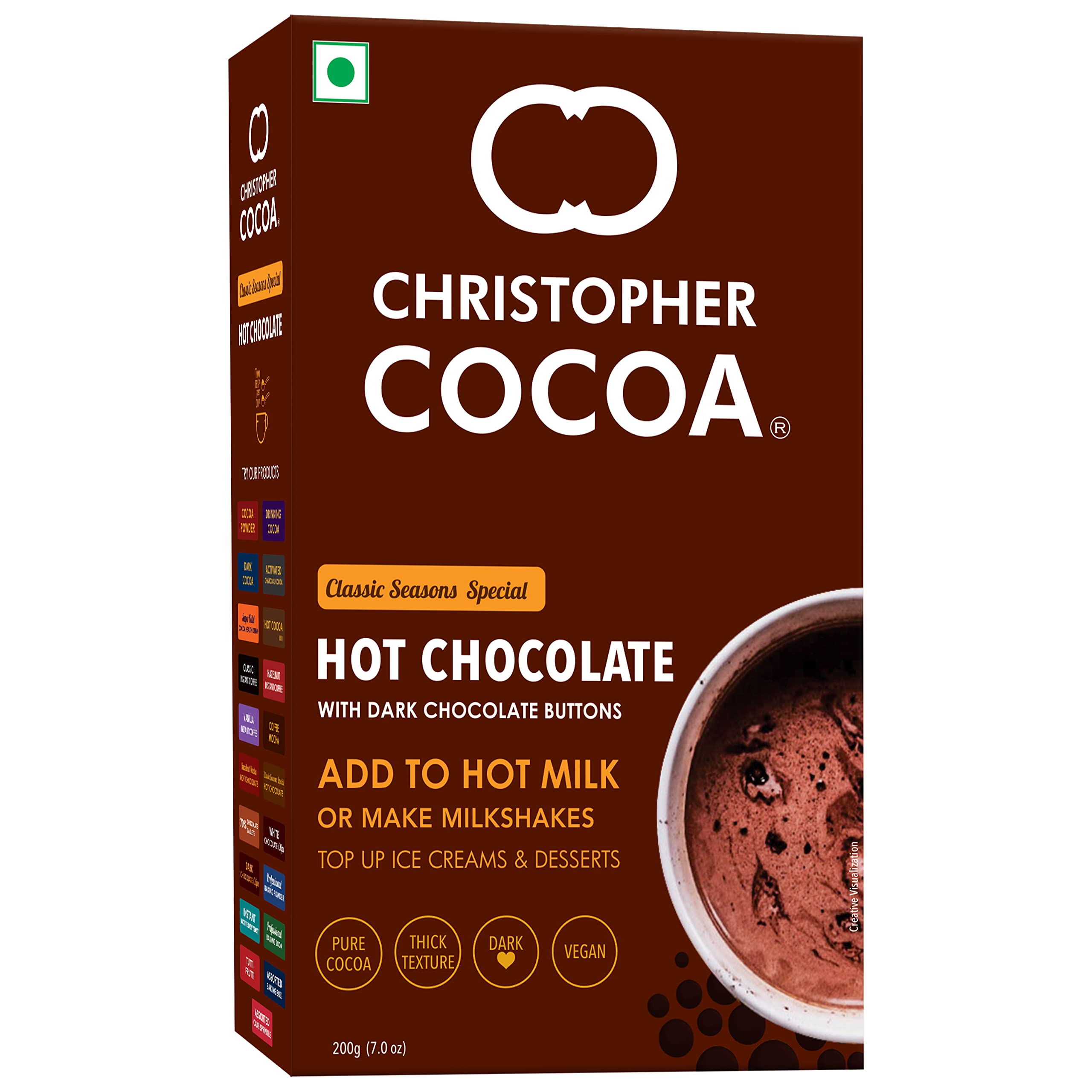 Hot Drinking Chocolate Powder with Dark Chocolate Buttons 200g