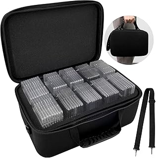 XLHVTERLI Graded Card Case Storage Box Fits for 64 Graded Sports Trading Cards, Slab Card Holder Organizer for FGS, CSG, BGS, PSA, Sports, Football card with Removable Thick Foam Slots (Bag Only)