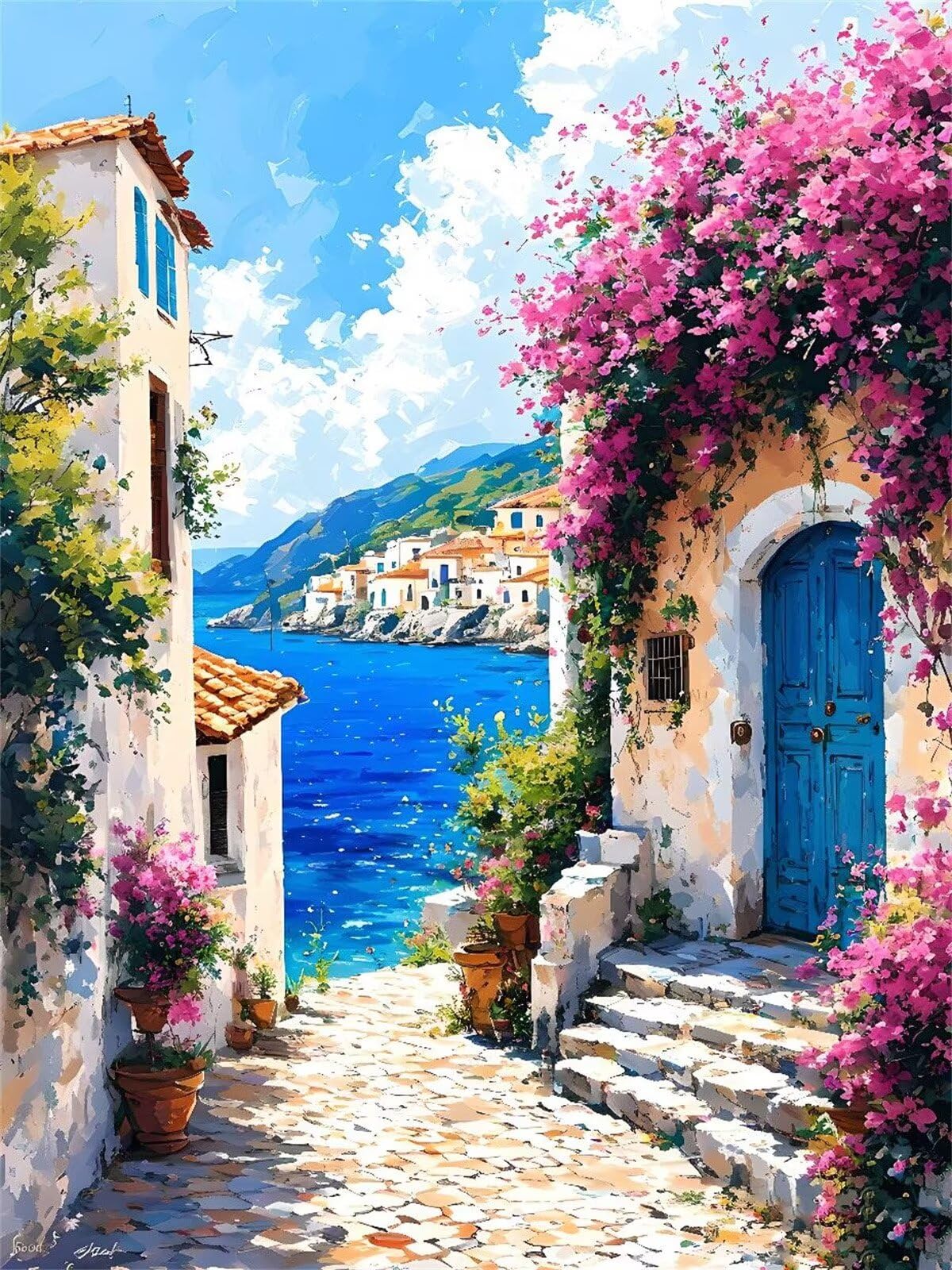 Hjjdiyes Pittura fai da te con i numeri, fiori per adulti, da donna, dipingi con i numeri, per adulti, kit adatto all'olio, per principianti, tela senza pieghe, senza cornice