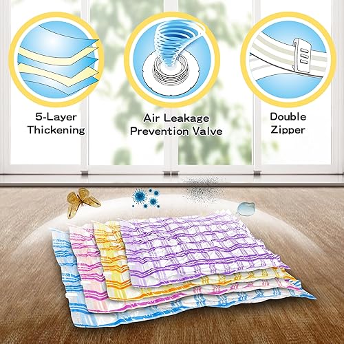 Miniatura 7 de Storage Master Bolsas de almacenamiento al vacío para ropa, 35 bolsas herméticas con sellado al vacío para ahorro de espacio para ropa, mantas y