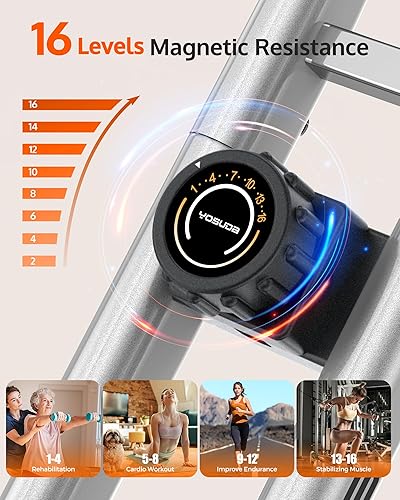 Miniatura 4 de YOSUDA Bicicleta de ejercicio, bicicleta estática plegable para personas mayores, X-Bike magnética para entrenamiento de gimnasio en casa