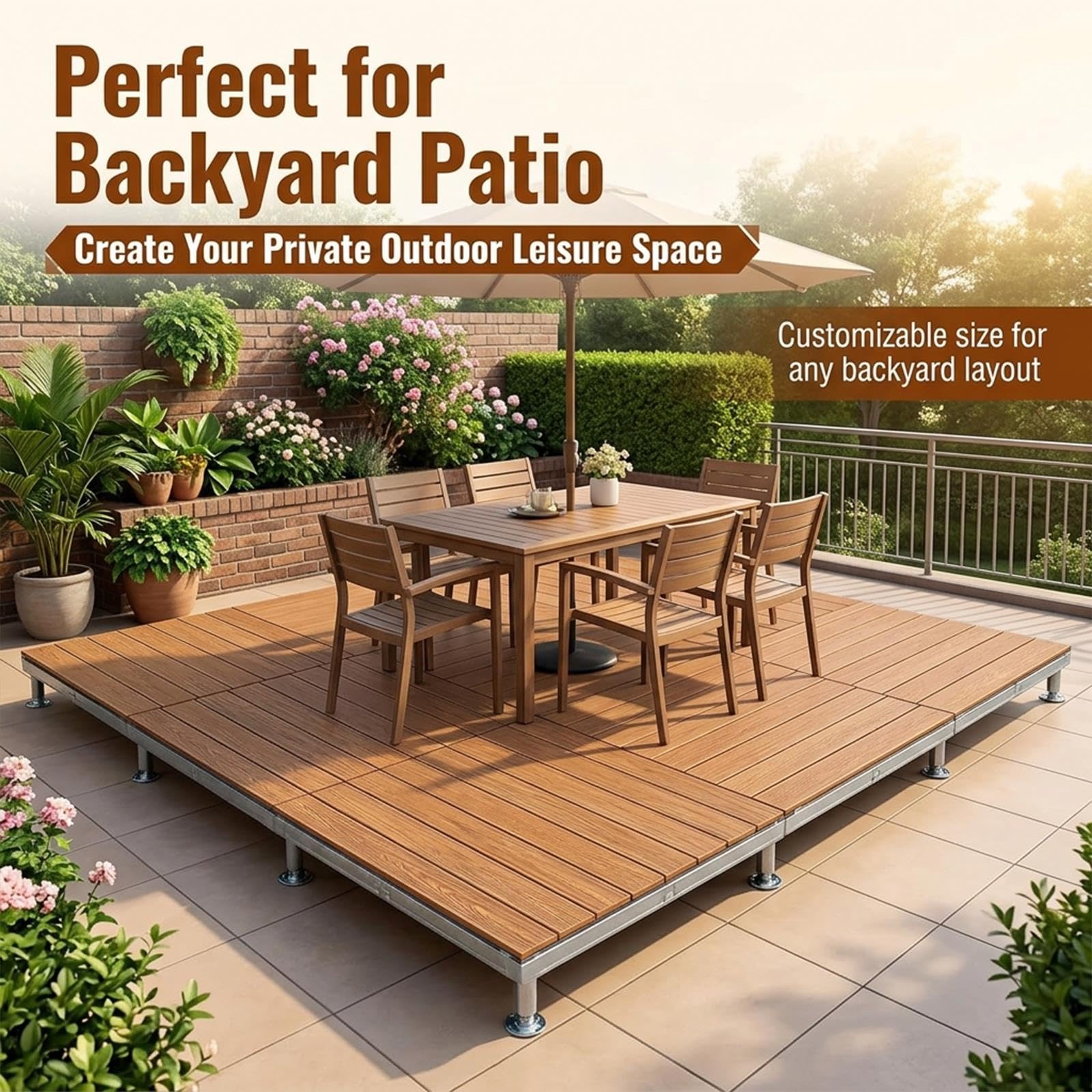 Piattaforma for decking portatile in WPC, sistema di decking modulare