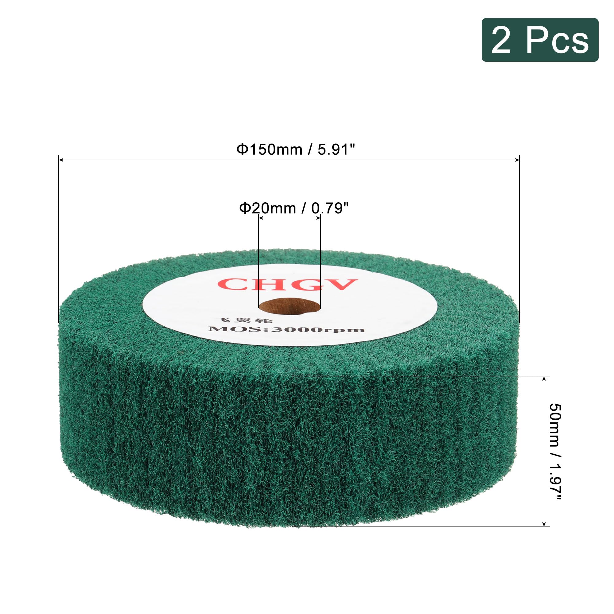 QUARKZMAN 2Pz 150x50x20mm 180 Grana Ruota Lucidatura Non Tessuta Ruota Smerigliatura Nylon Per Trattamento Superficiale Acciaio Inossidabile Rame Alluminio Verde