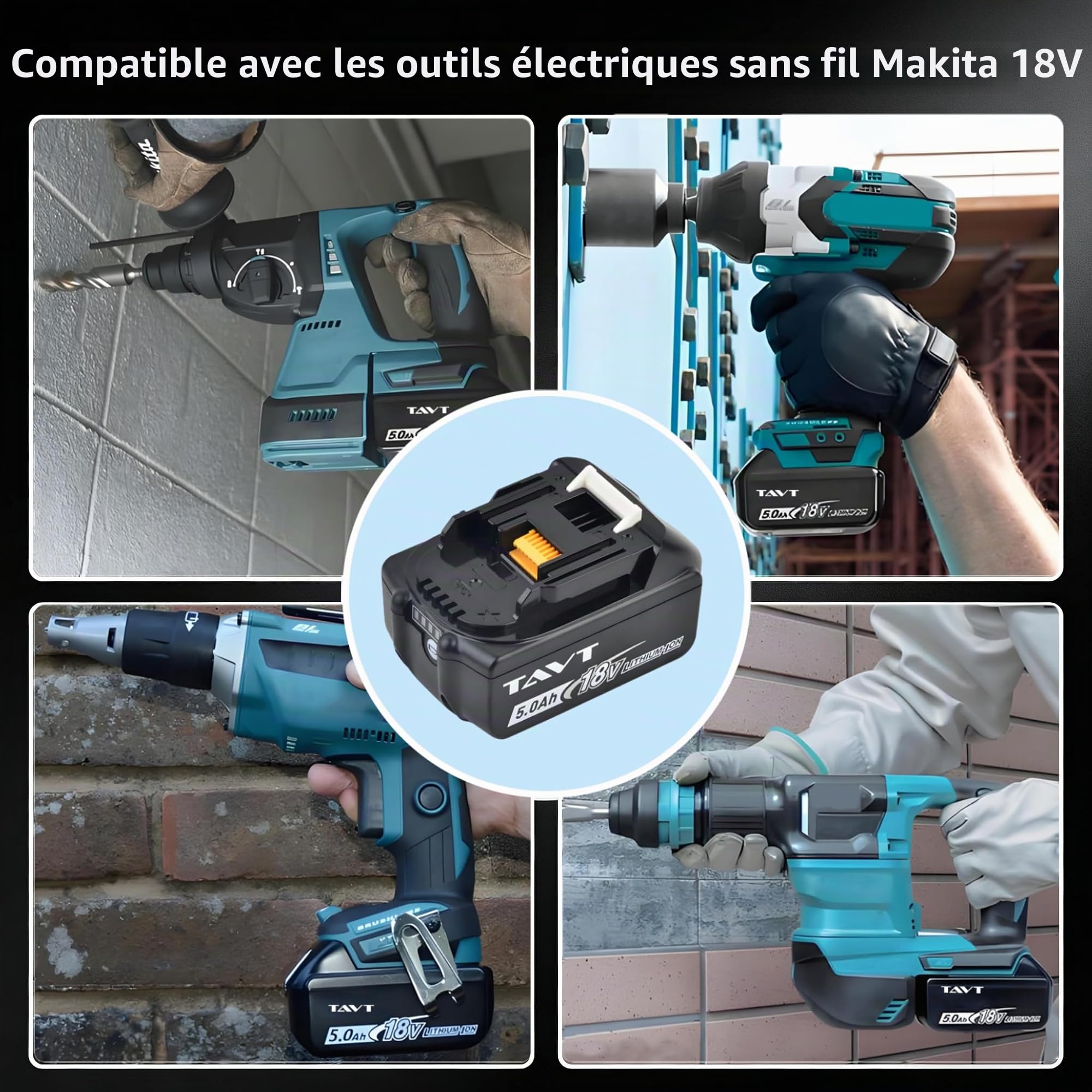 Lot de 2 batteries 18 V 5 Ah BL1850 et DC18RC chargeur compatible avec batterie Makita 5.0ah 18V BL1850B, BL1860, BL1860B, BL1840, BL1830, BL1820