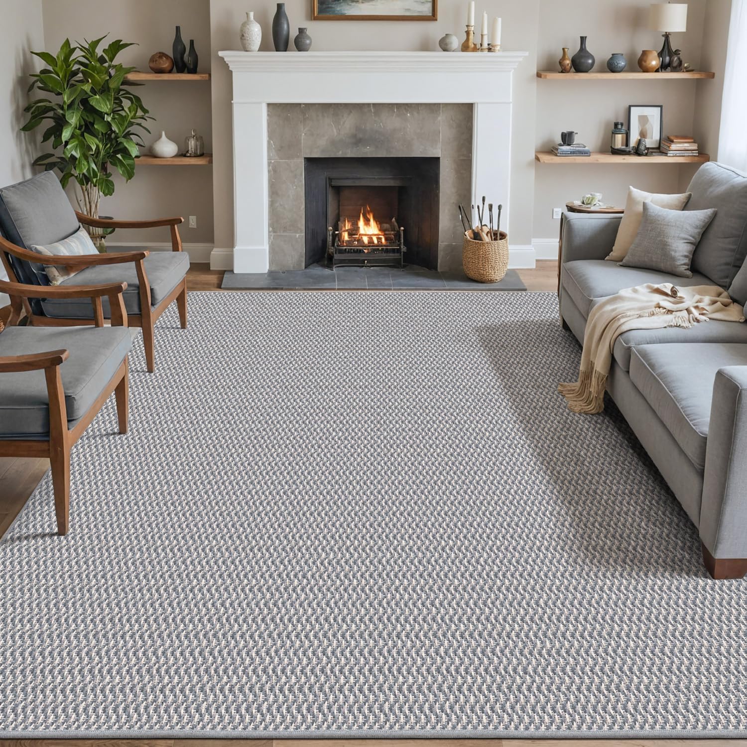 DEXI Area Rug 5x8, Modern Soft Indoor Rugs for Bedroom Living Room Dining Kitchen, Non-Slip Absorbent Washable Non Shedding Thin Carpet Mat Home Decor, Grey 5' x 8' (Rectangular) Grey