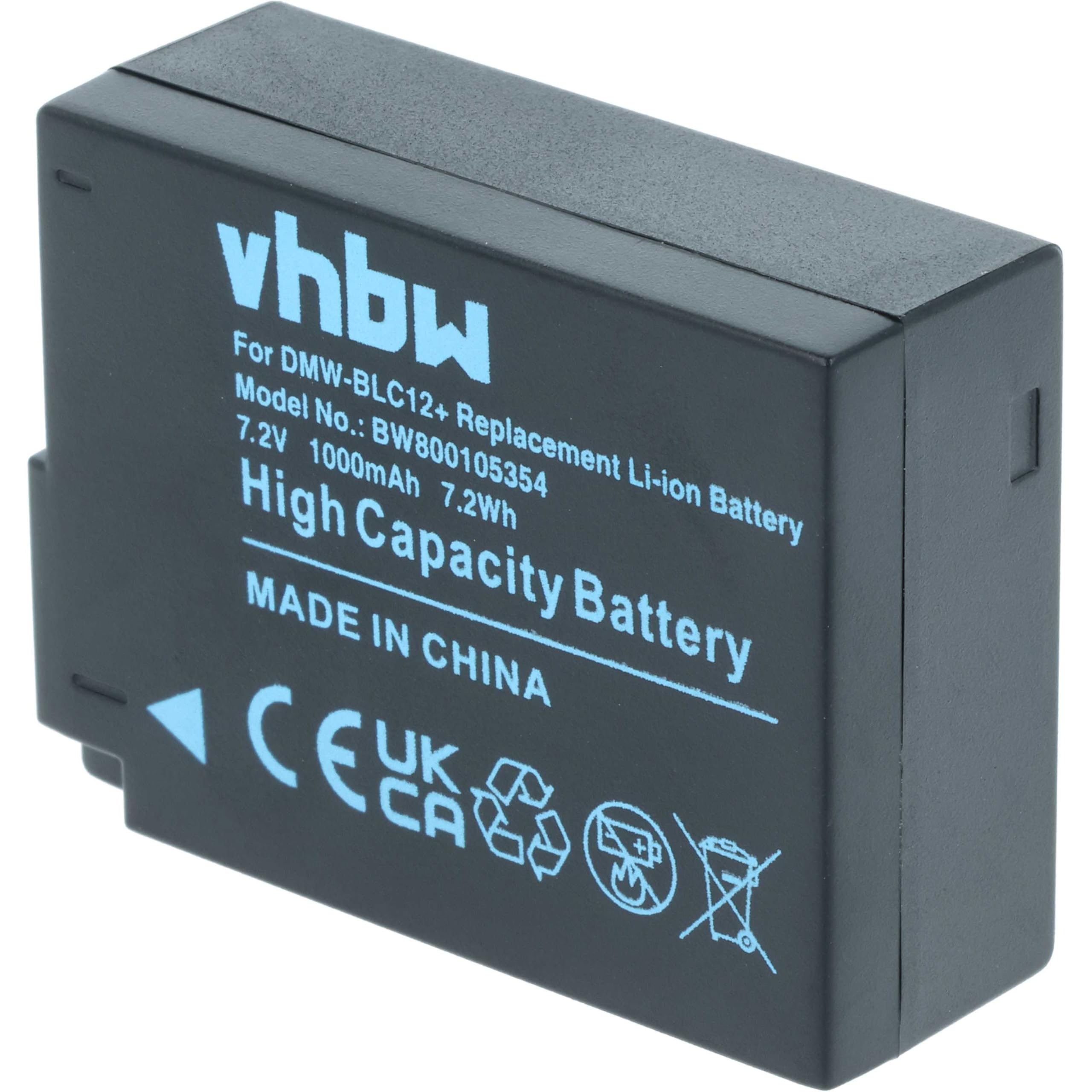 vhbw 3x batteria sostituisce Panasonic DMW-BLC12, DMW-BLC-12, DMW-BLC12E per fotocamera (1000mAh, 7,2V, Li-Ion), infochip