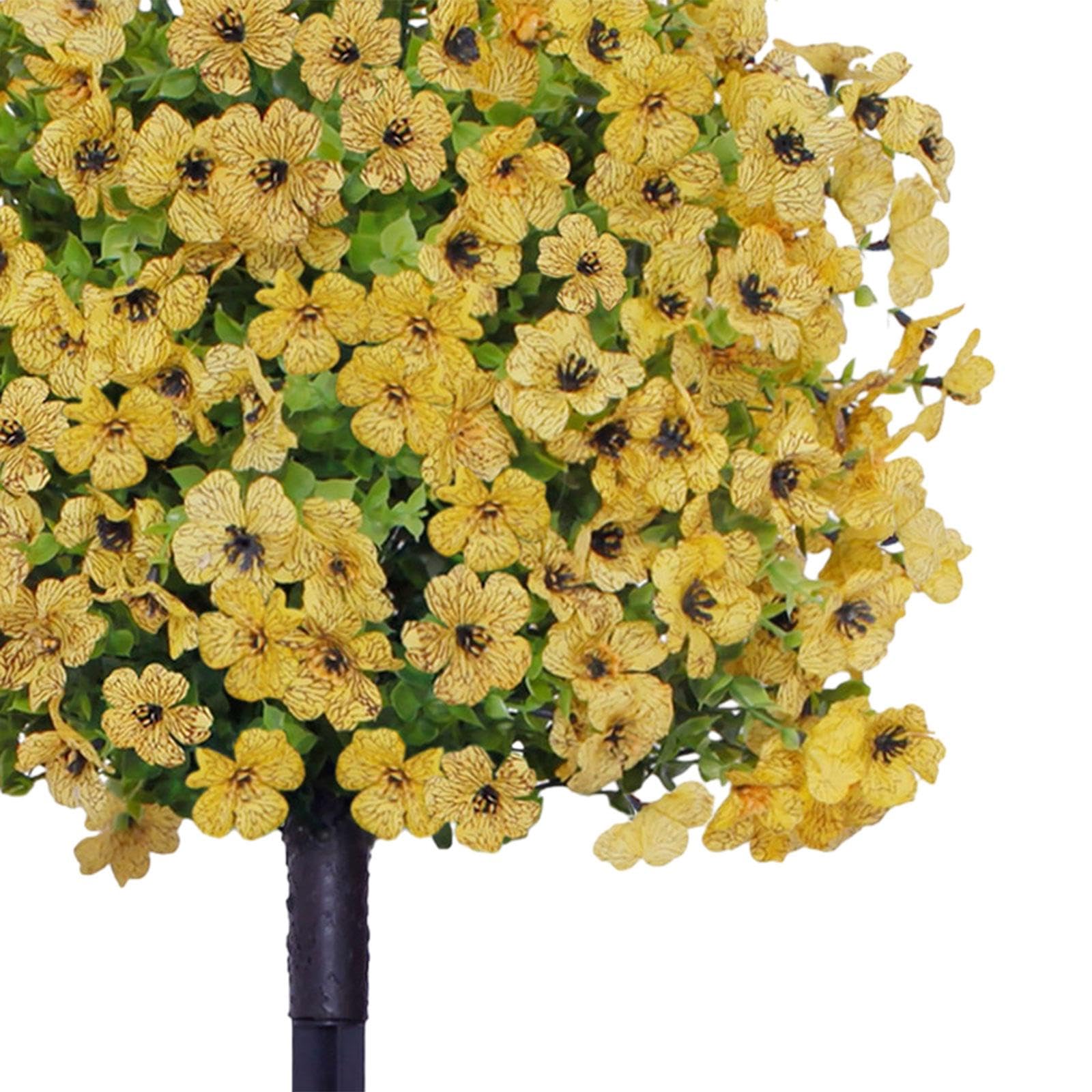Decorativo con Fiore di, Verde Artificiale per Esterni E Interni, Giallo