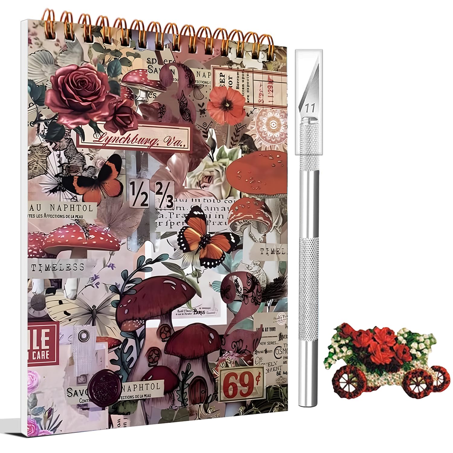 Makloee 50 Adesivi Vintage In Vinile Per Scrapbooking, Stile Botanico Retro, 4-6 Cm, Impermeabili Per Album, Laptop, Bottiglie - 2