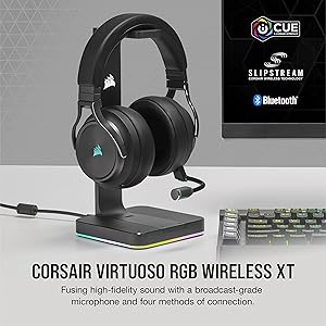Corsair Virtuoso RGB Wireless XT Multiplatform Gaming Headset with Bluetooth - Dolby Atmos - Broadcast Quality Microphone - iCUE Compatible- PC, Mac, PS5, PS4, Nintendo Switch, Mobile - Black