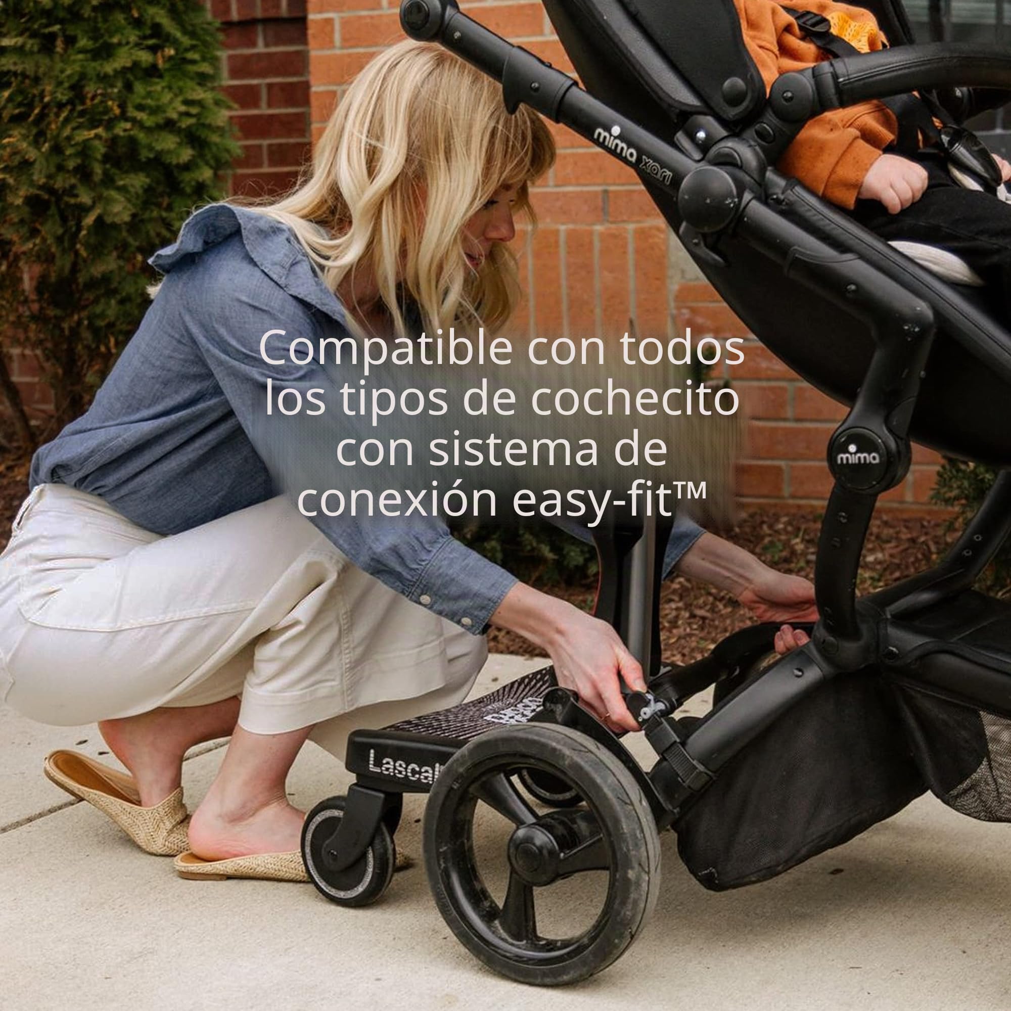 Lascal BuggyBoard Maxi+ Plataforma con sillín infantil y base grande, accesorio para niños de 2 a 6 años (22 kg), compatible con muchas sillitas de paseo, gris/negro