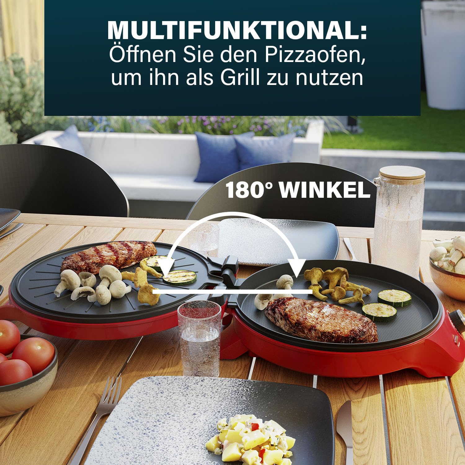Princess Pizza-Maker – Ø 32 cm – Einstellbarer Thermostat – Multifunktional – Inklusive Grillfunktion – bis zu 200°C – 115007