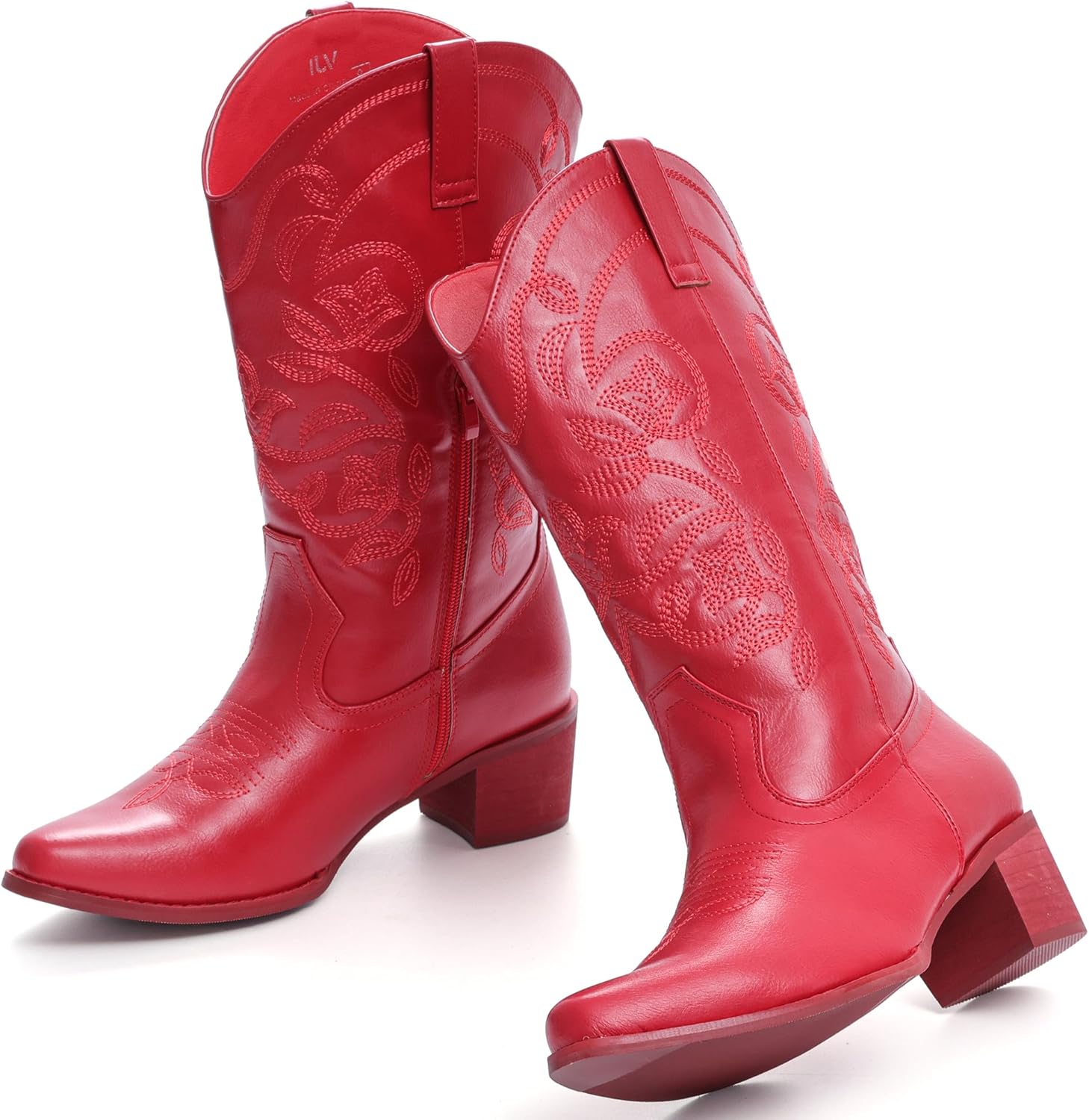 IXU Cowboy Boots For Women Wide Calf Pointy Toe Cowgirl Mid Calf... - Picture 12 of 55