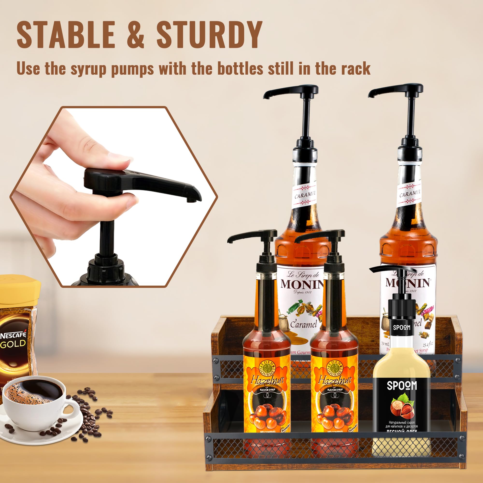 Snapklik.com : Liquor Bottle Display Shelf, Coffee Syrup Rack Organizer ...