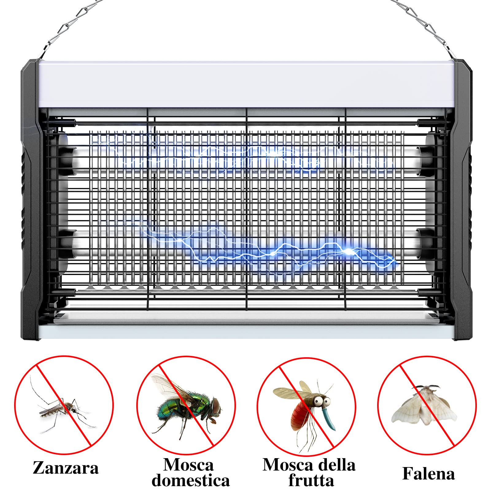 PALONE Lampada Antizanzare 3200V, USB Zanzariera Elettrica, UV LED Lampada Zanzare Protezione al Tatto con Catena und Vassoio per l'uso in interni e nel patio