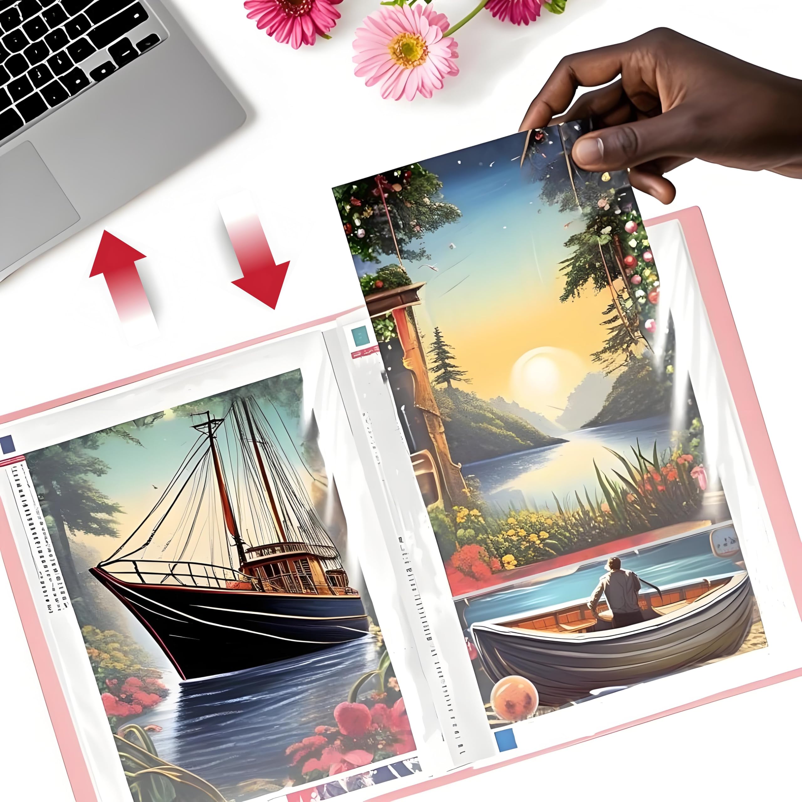 Diamond Painting Album peinture Classeur A2 pour diamants, 30 poches transparentes, 60 x 42 cm ou plus petit
