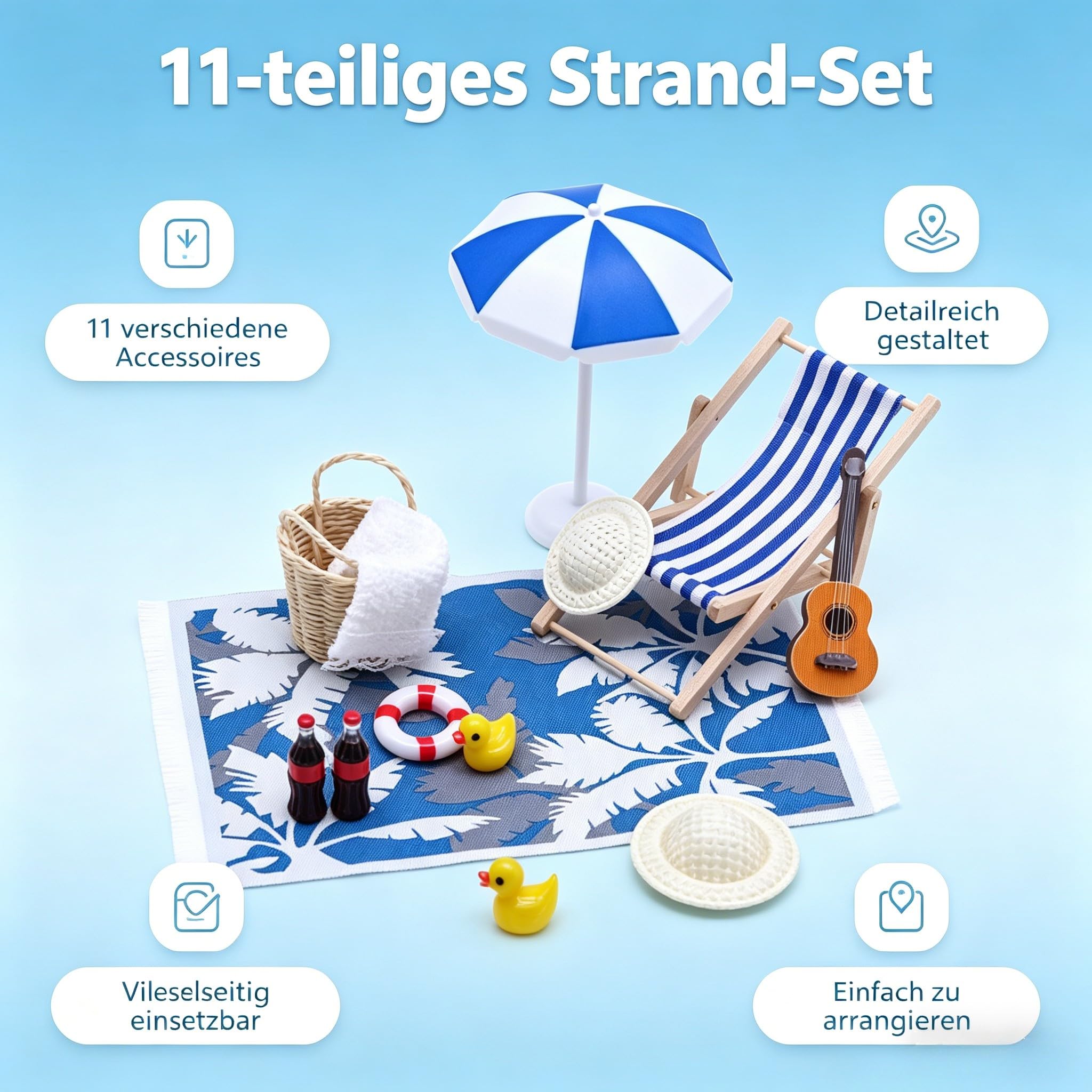 Milisten Lot de 5 mini parasols de plage pour décoration de maison de poupée
