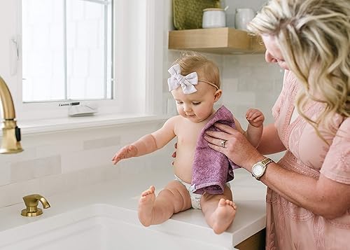 Miniatura 4 de Copper Pearl 6 paños de baño ultra suaves para bebé, de primera calidad, grandes y suaves (morado, lavanda/gris) toallas de 11 x 11 pulgadas