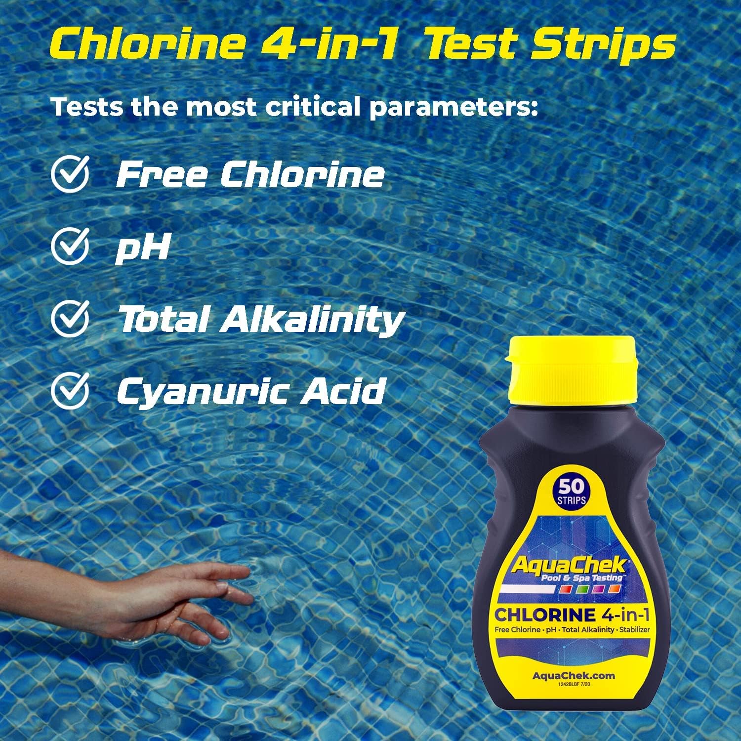 AquaChek 511244-02 Yellow 4-in-1 Free Chlorine Test Strips (2 Pack) - Image 3