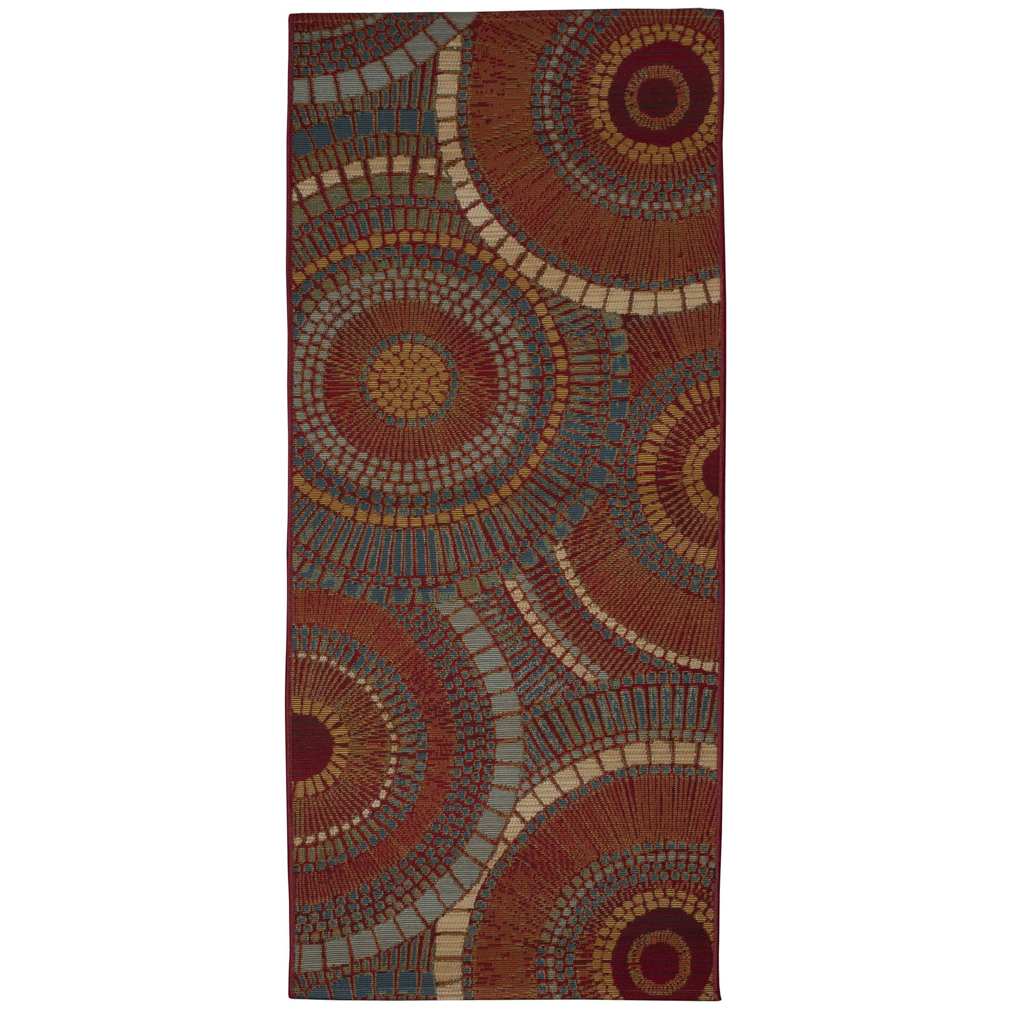 Liora Manne Esencia Machine Washable Non-Slip Low Profile Indoor/Outdoor Mat-Contemporary, Abstract, Geometric, Tile, Circles Saffron 1'11