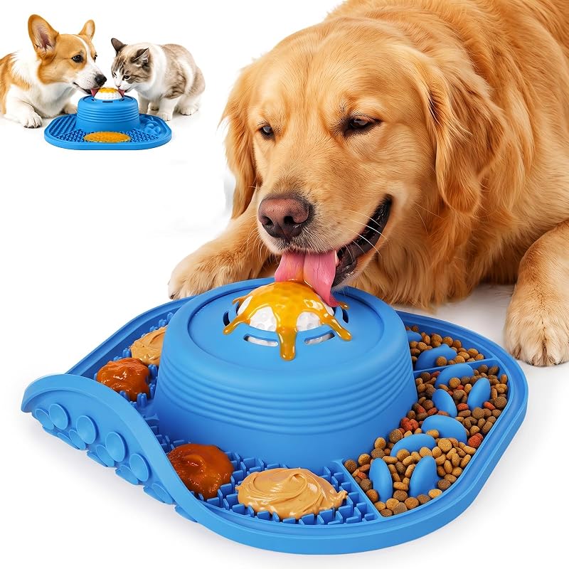 Comedouro Lento para Cães 3 em 1 de Silicone Viowey Azul