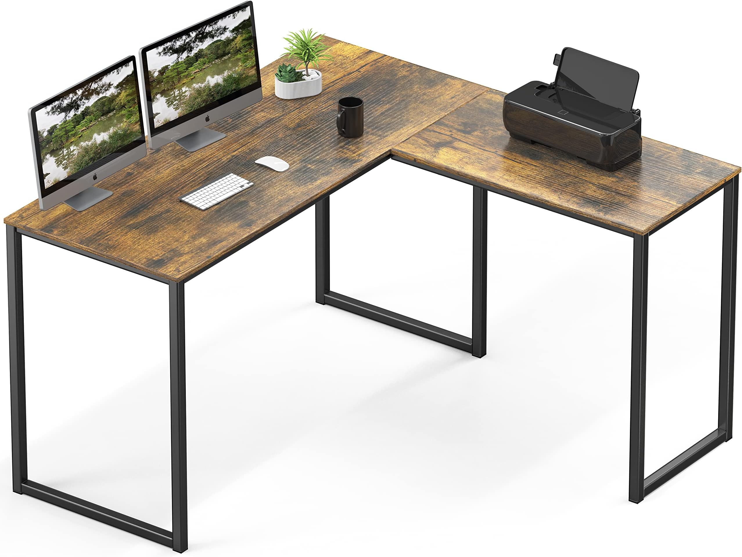 Mission 48 x 48 Inches L-Shape Home Office Computer Desk, Rustic Brown