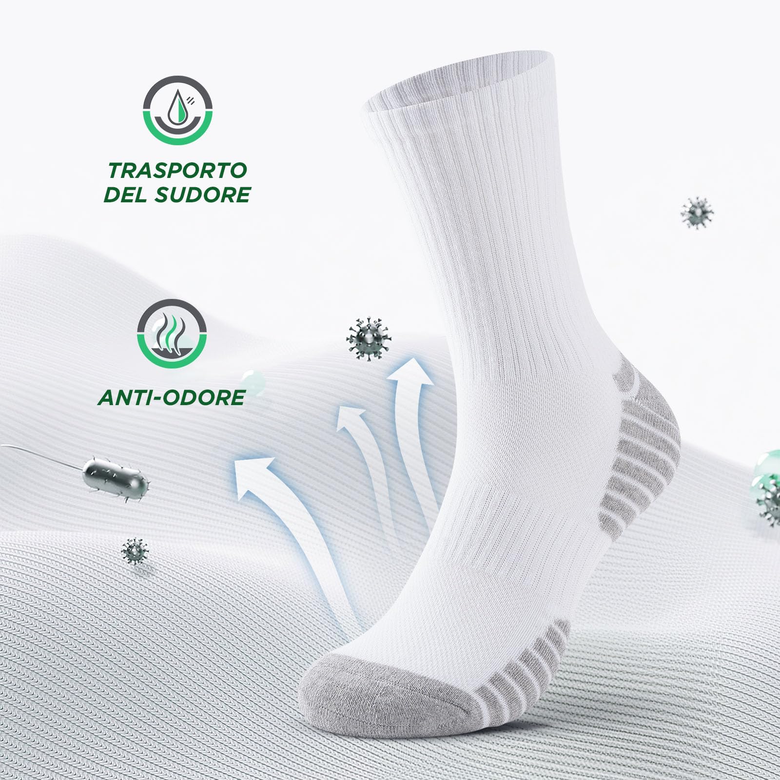 Alaplus Calzini Lunghi Uomo Donna 6 Paia, Calze lavoro in Cotone Traspiranti Antiscivolo, Calzini Sportive Uomo Estive Ideali per Running Trekking