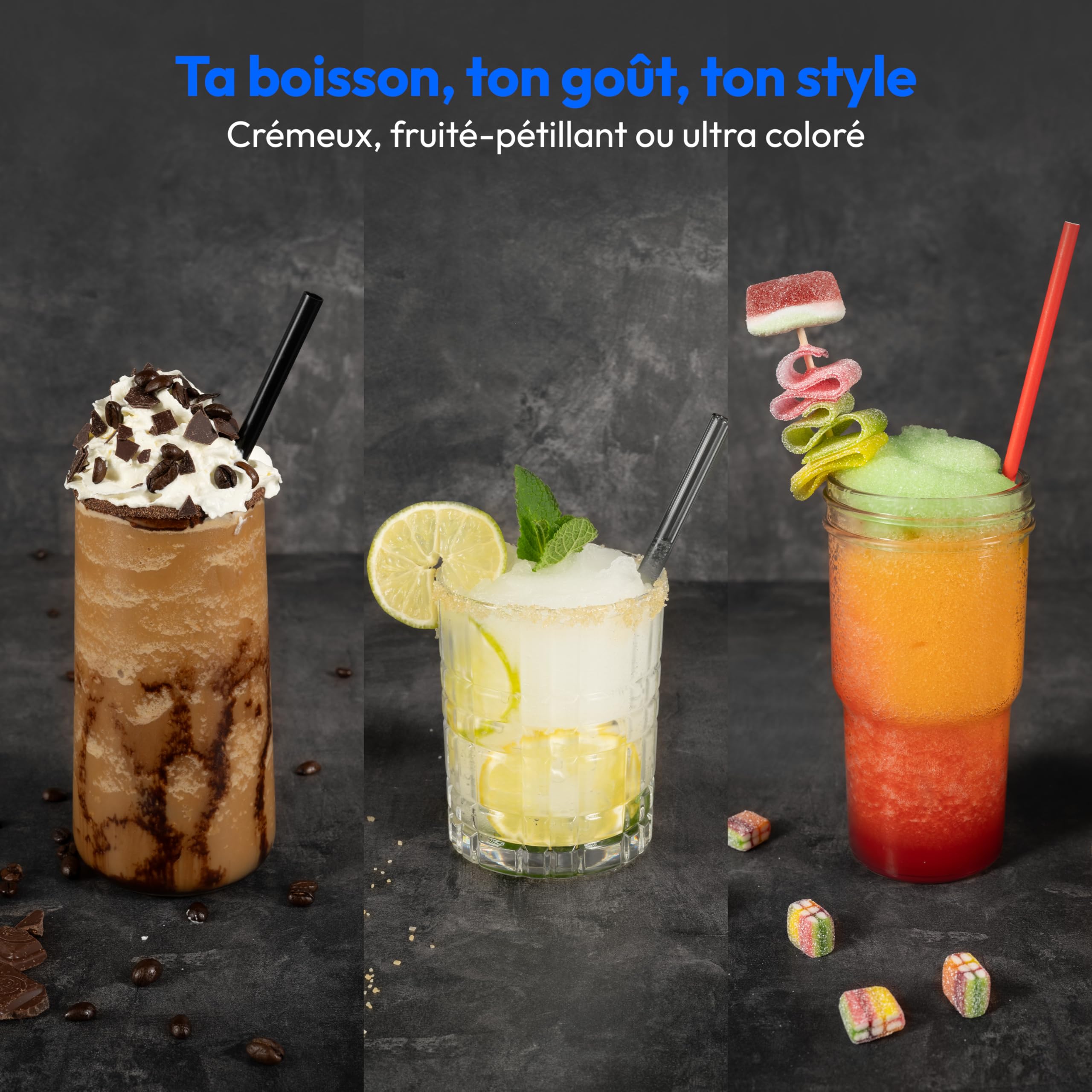 MEDION Machine à granité (boissons glacées, capacité 2,6 L, réservoir 1,9 L, slush machine pour boissons, 5 modes de boisson, machine a glace, préparation en 30–60 min, compresseur, MD12090)