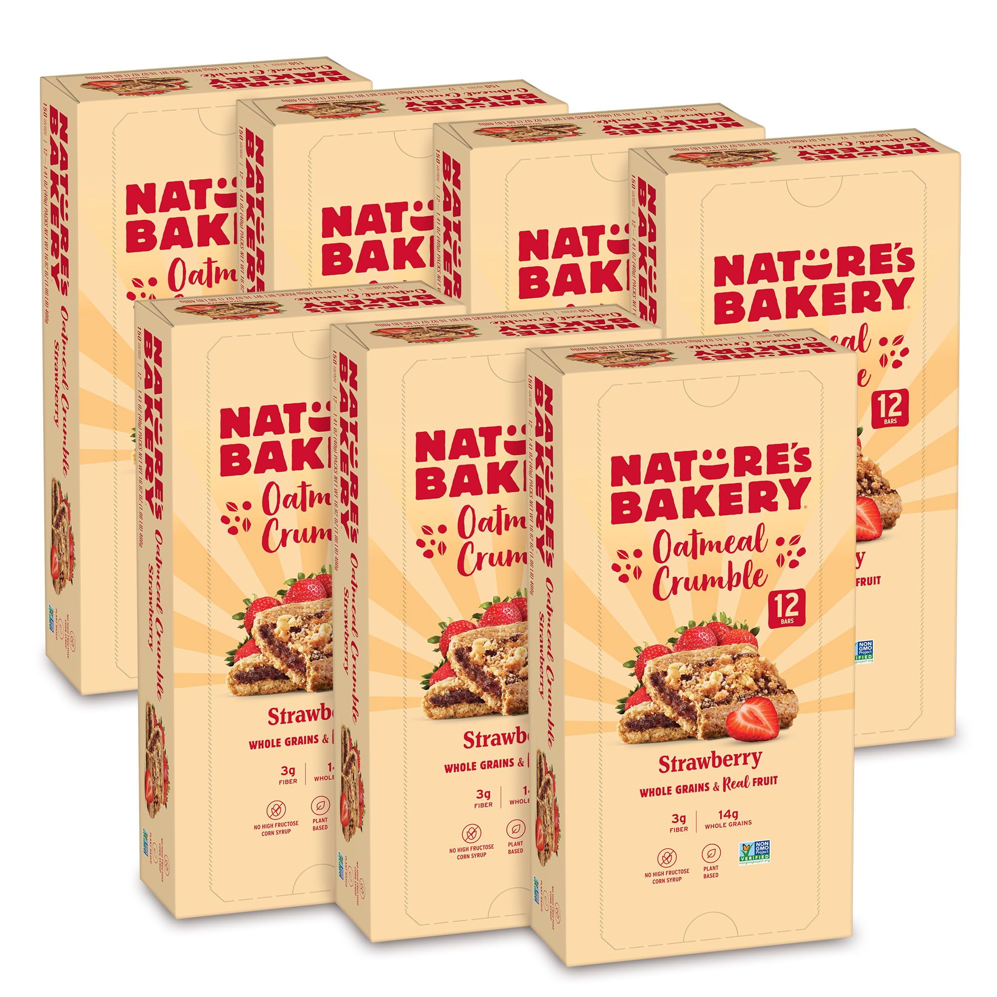 Nature's Bakery 84 barras de avena, fresas, frutas reales, veganas, sin OGM, barra de desayuno, 7 cajas con 12 barras