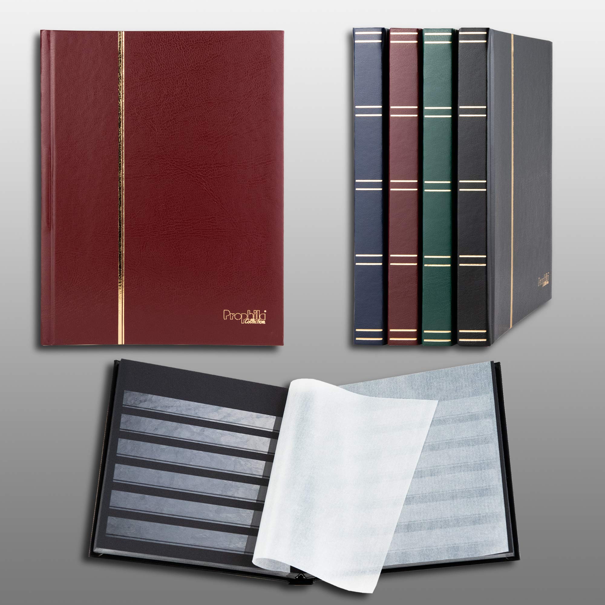 Prophila album pour timbres, 32 pages, intérieur noir (couv. rouge)
