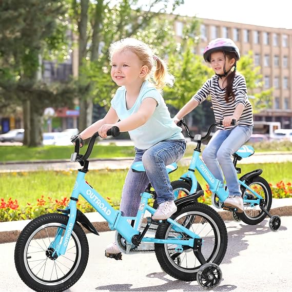 Kids Bike for 3-10 Years Old Boys and Girls, 14/16/18 Inch Baby Bike with Flash Lighting Training Wheels for Children, Foldable Toddler Bicycles with Dual Handbrakes, Multiple Colors