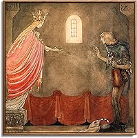 Vista 6 de John Bauer - Lienzo con marco flotante cuadrado, ilustración de cuento de hadas, un caballero montando en un caballo, 16 x 16 pulgadas