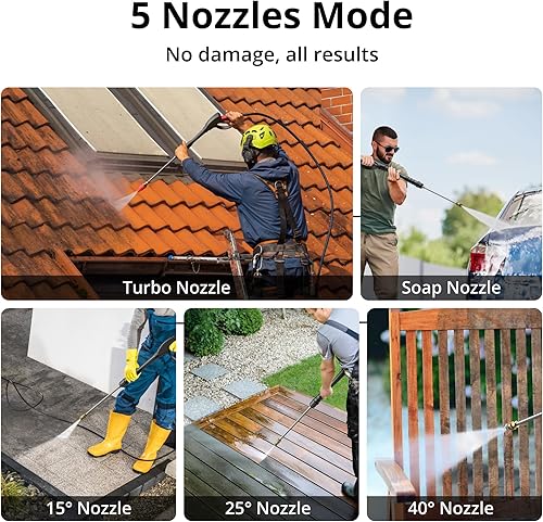 Miniatura 2 de Lavadora a presión eléctrica, 2800 PSI máximo y 2.0 GPM, lavadora eléctrica con tanque de jabón integrado, pistola rociadora y manguera de 25 pies,