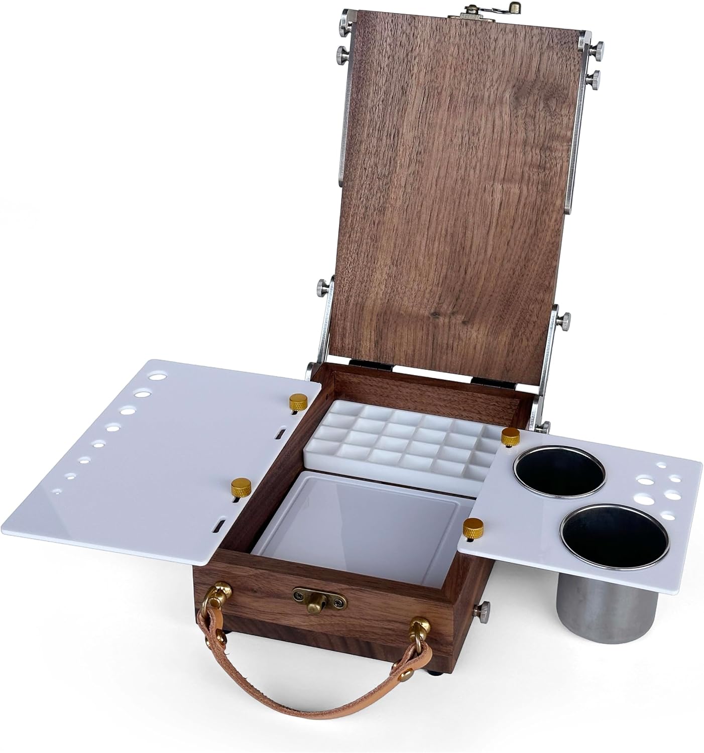 Tabletop Easel Box with Watercolor Palette Empty, Portable Travel Easel for Painting with Storage, Multifunctional Wooden Watercolor Easel Case Plein Air Painting for Adults Artists