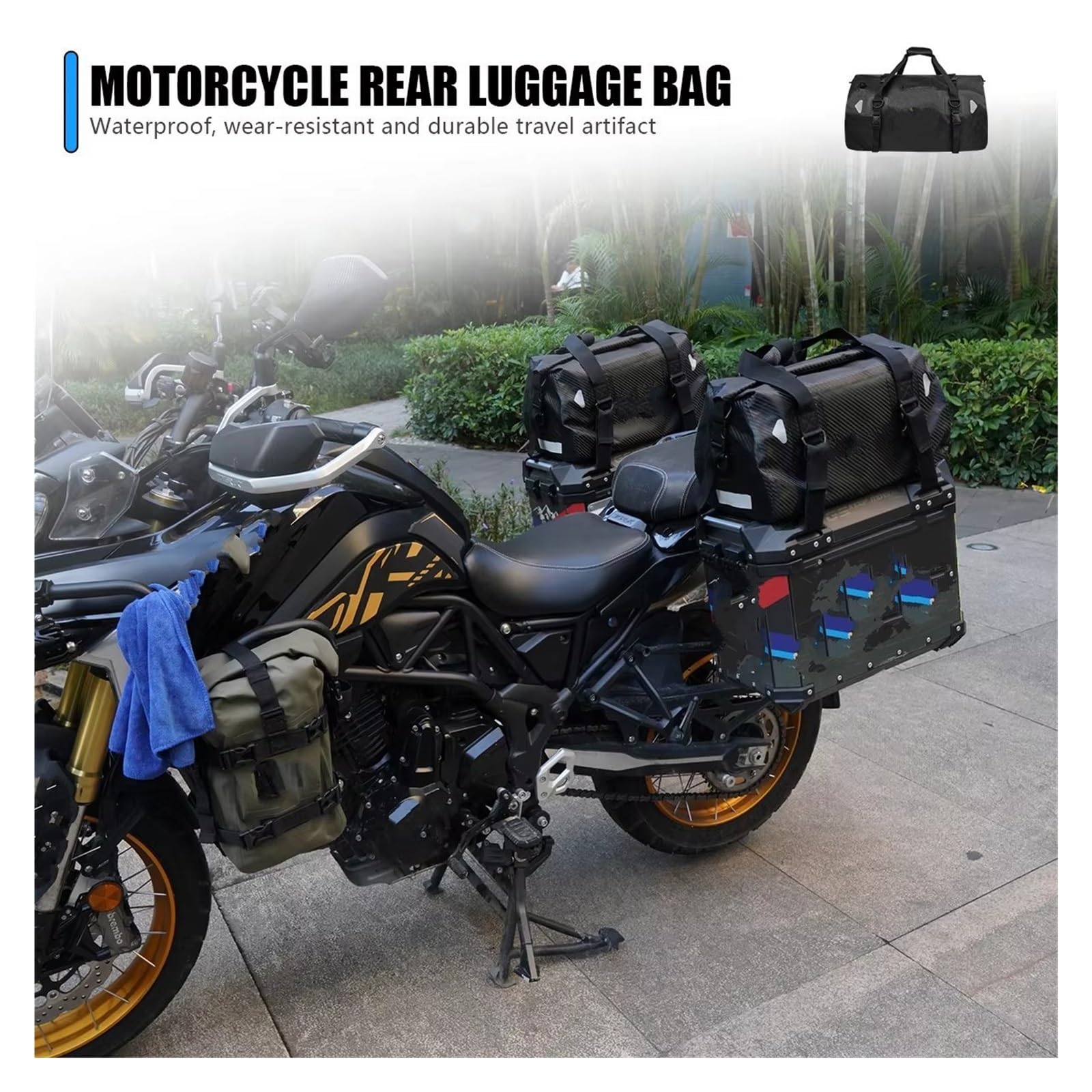 Borsa Bagagli Borsa Impermeabile Moto 50 Litri Coda Riflettente Campeggio Canottaggio Equitazione Pesca Bagagli All'aperto