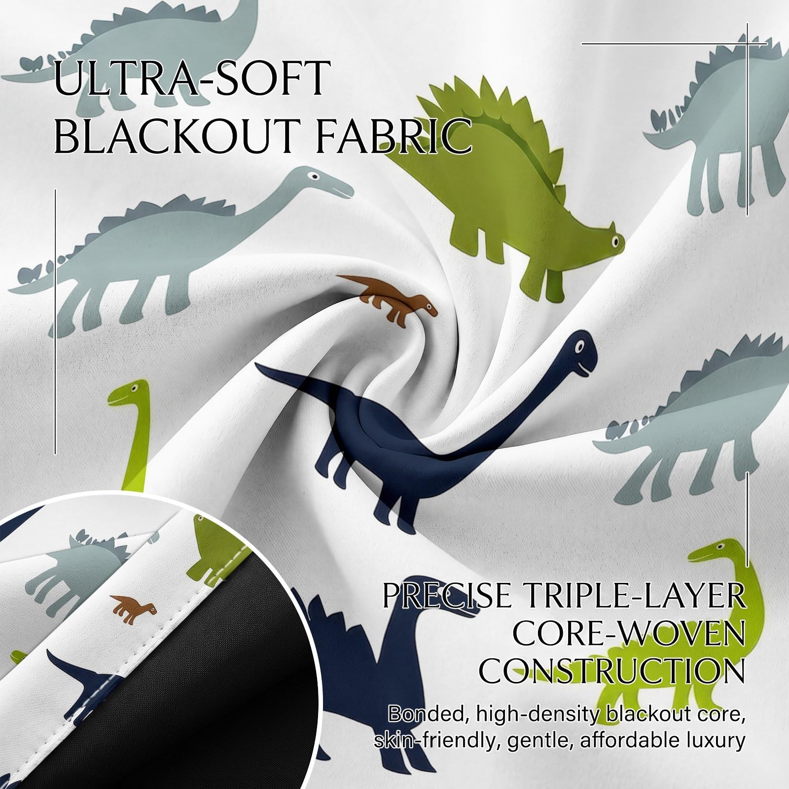 Scandinave Rideau Occultant Lot de 2 Dinosaure Brachiosaure Rideau Thermique Isolant, L 117 X H 229 cm Anti Froid et Chaleur Rideaux Opaque à Oeillets Chambre Maison Salon Decoration