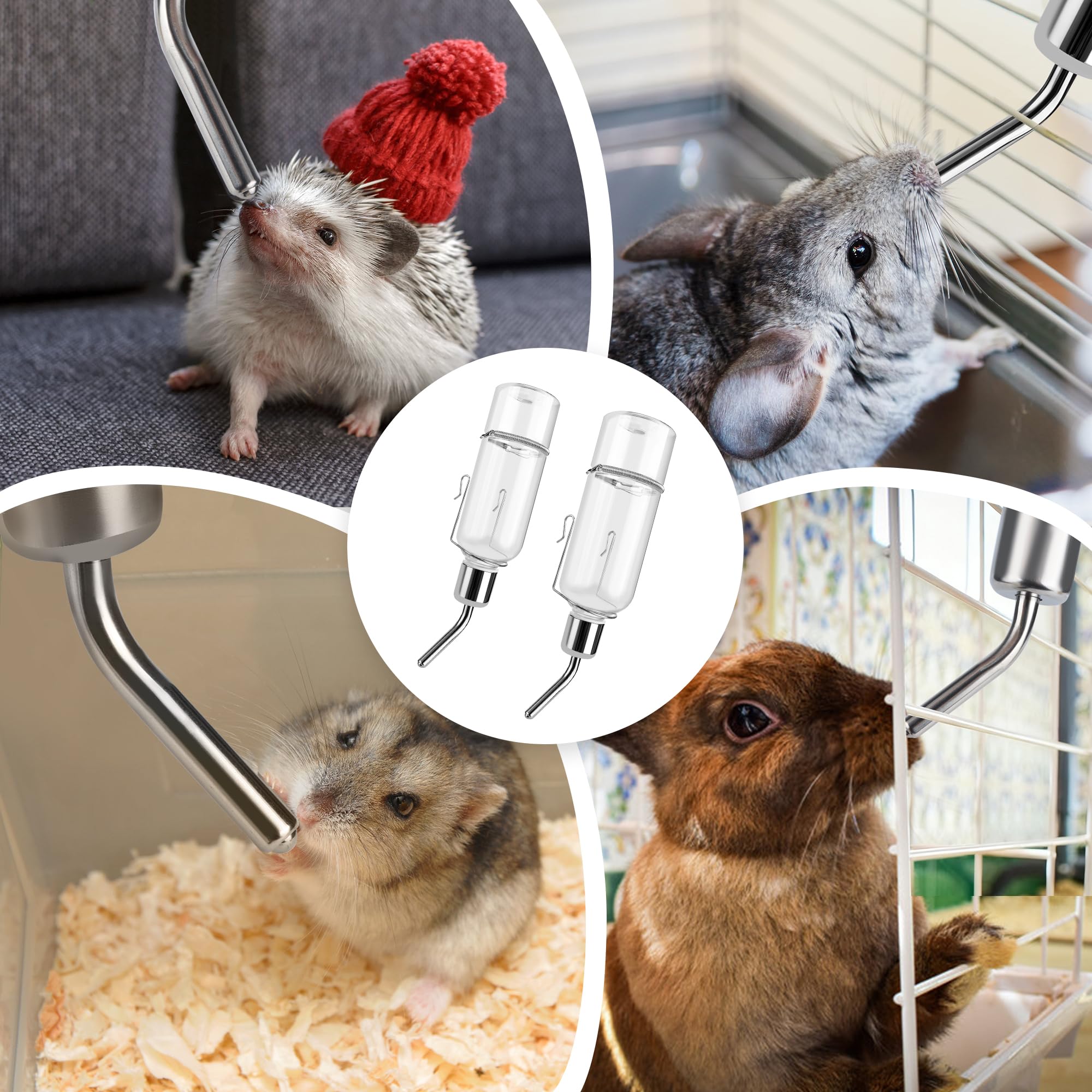 Lot de 2 bouteilles d'eau suspendues pour animaux de compagnie, rongeurs, lapins, hamsters, lapins nains, cochons d'Inde, 180 ml/350 ml