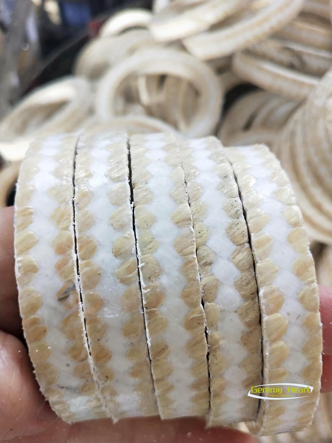 White PTFE Fiber Mixed Braided Gland Packing - 10Pcs Wear-Resistant Sealing Material for Industrial Applications(OD51*ID35*8mmT)