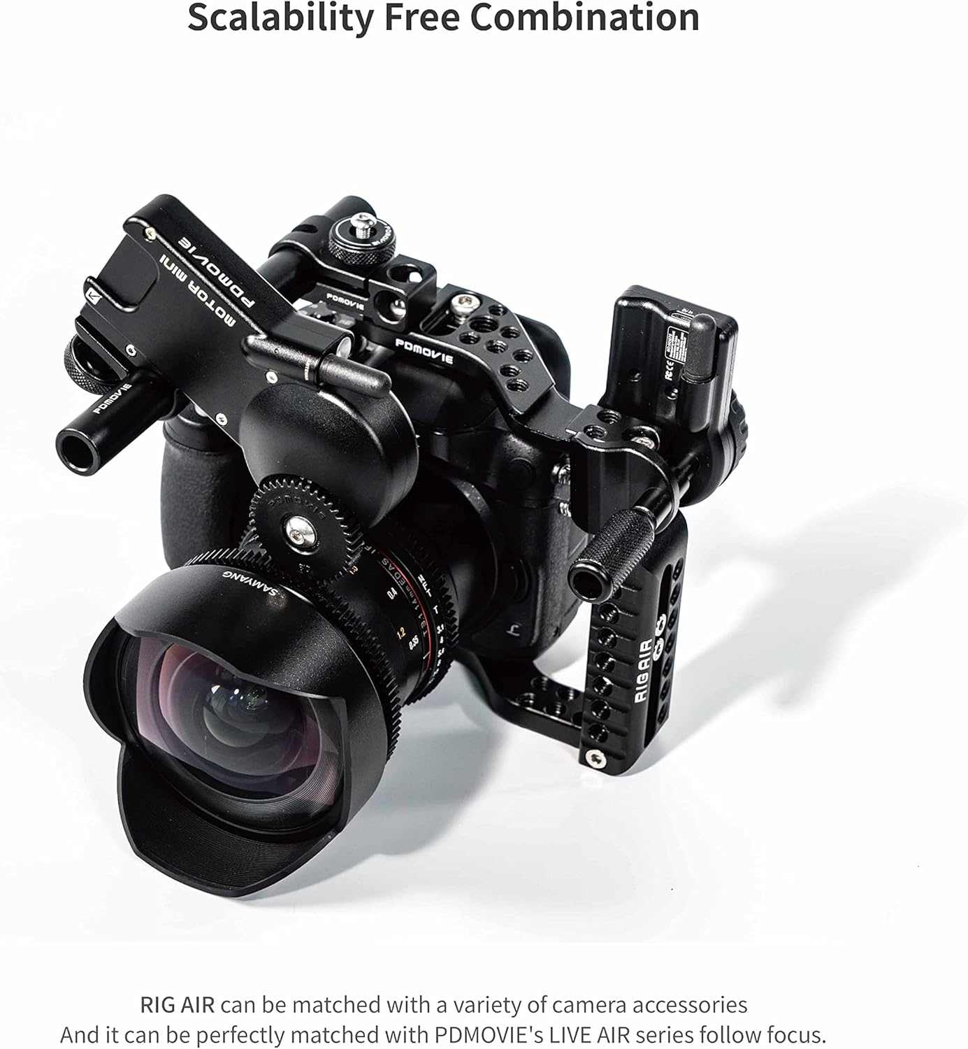 Camera Half Cage, Compatible with Canon 5/6/7D, Sony A, Panasonic GH, Nikon D810, and Other Series Cameras, Comes with 2 Cold Shoe Sockets, Multiple 1/4 Inch Threaded Holes (RIG AIR)