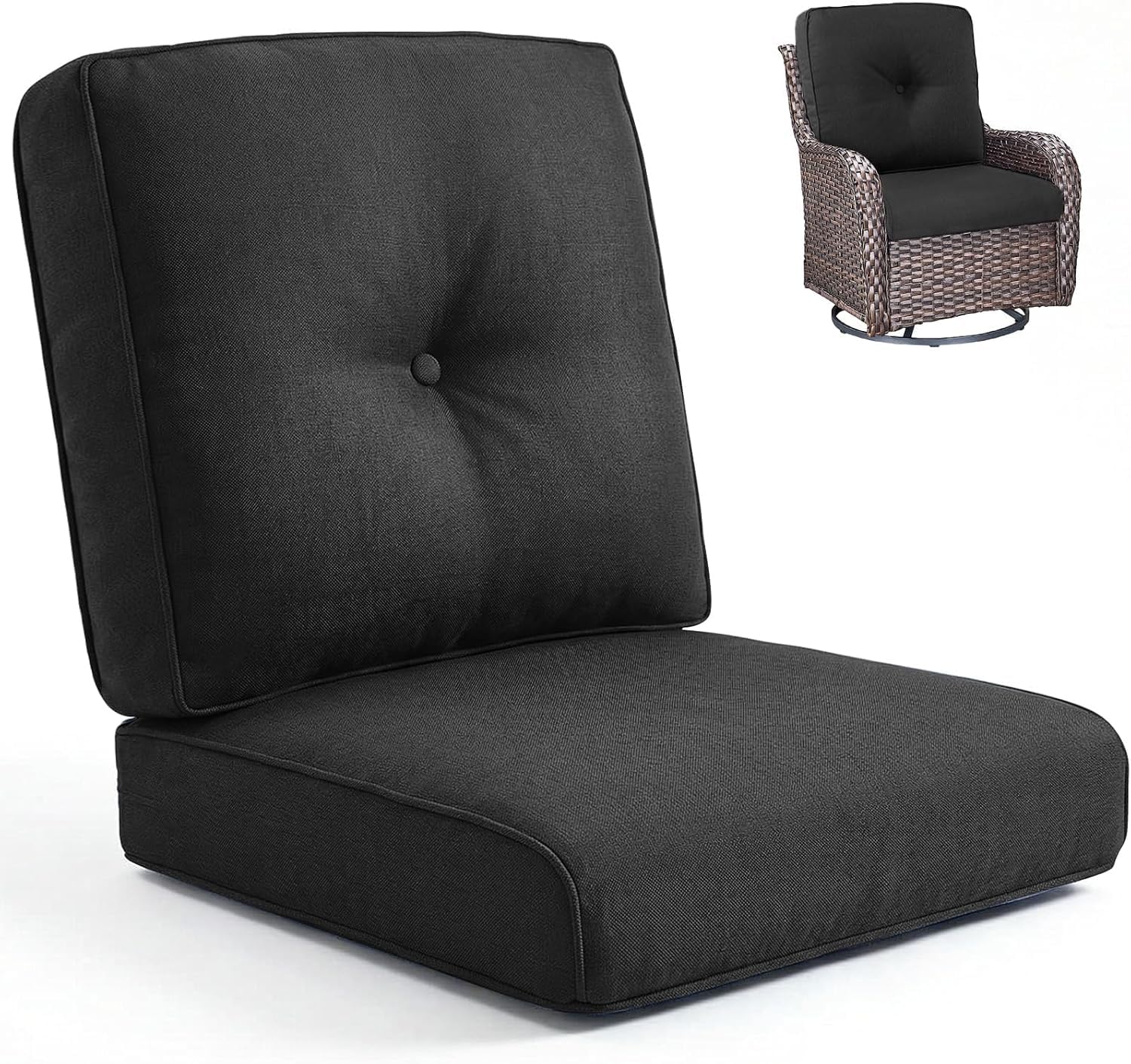 widesmile Outdoor Rattan Replacement Cushions, Black