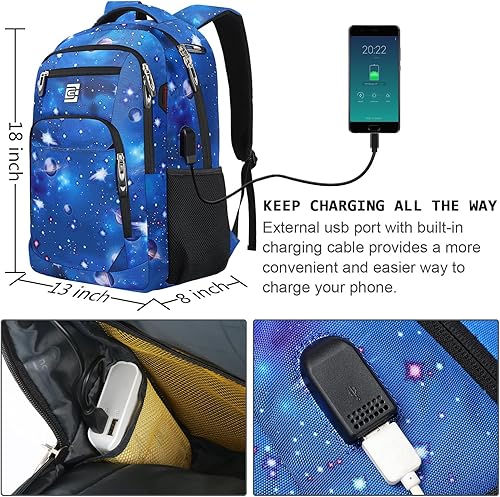 Miniatura 3 de Mochila para laptop, viajes de negocios, antirrobo, delgada y duradera, con puerto de carga USB, bolsa de computadora universitaria resistente al