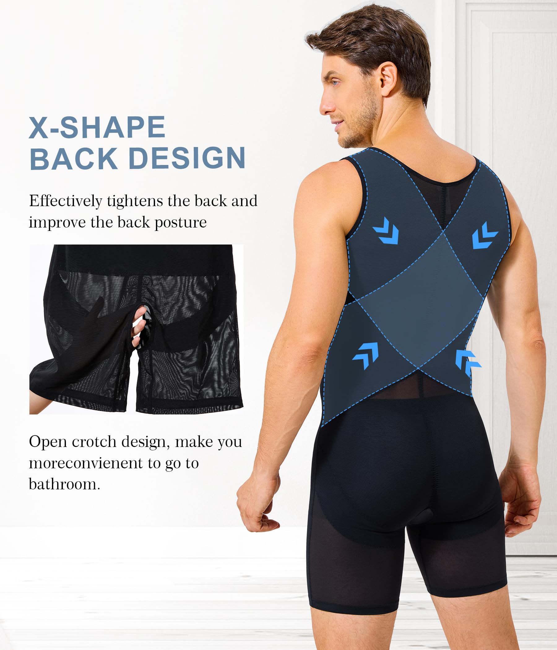 KUMAYES Débardeur de Compression Homme Maillot de Corps Gaine Ventre Plat Homme Full Body Shape Gainant Amincissant Minceur sous-vêtements sans Couture