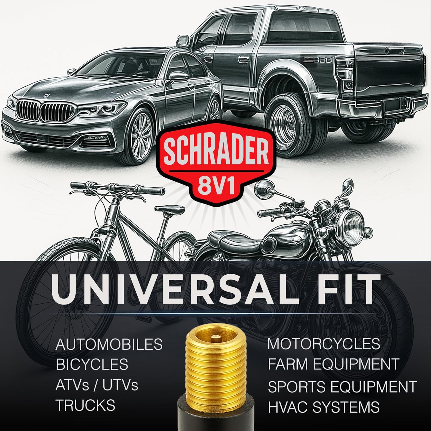 SKÖG Chuck Mates Reach360 Articulating 7-inch Extension for Tire Inflators | 1/4" F-NPT & Schrader Adapter | Dually Trucks RV Bicycle Car Semi