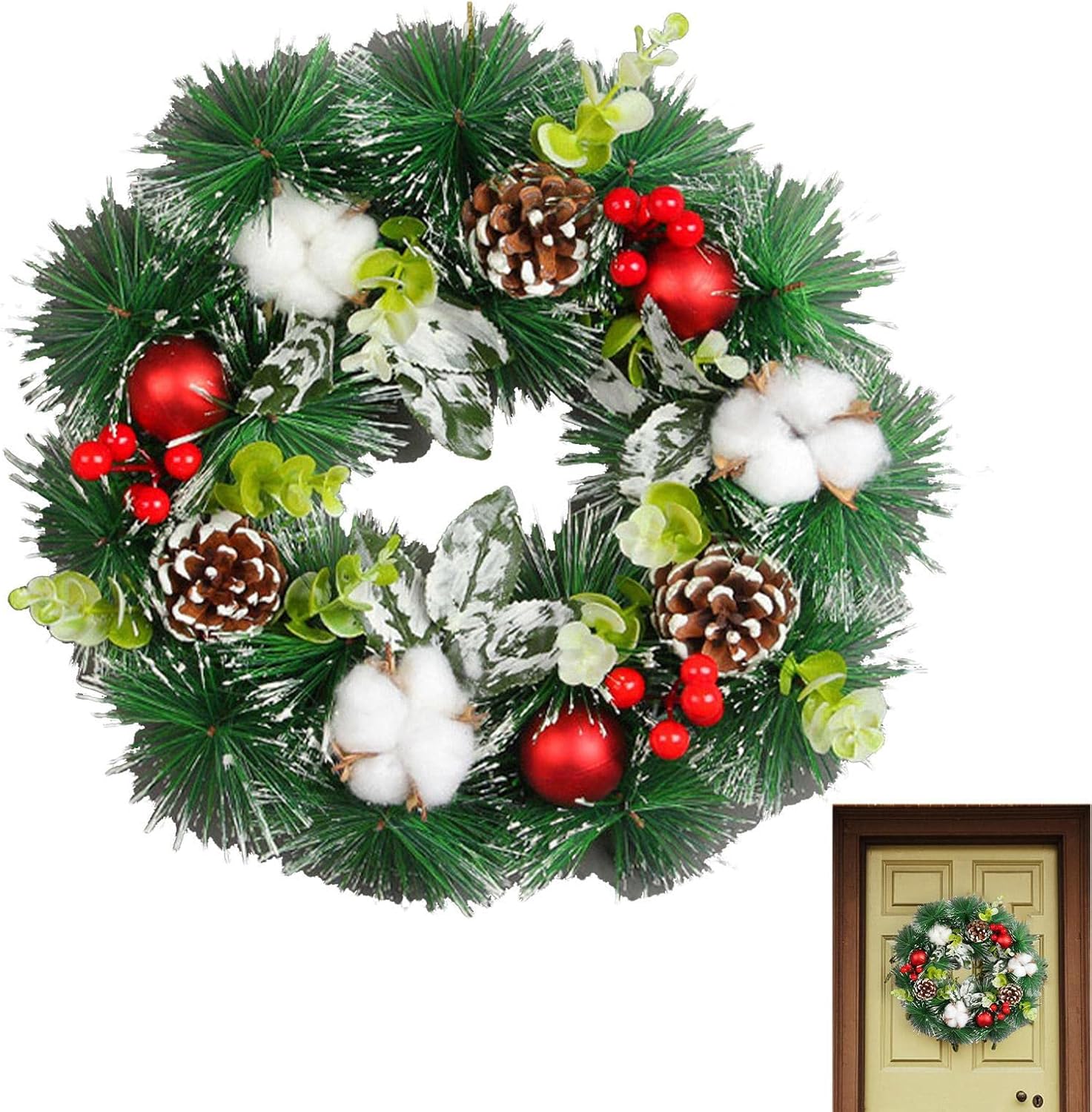 4 Pcs 玄関用クリスマスリース | 玄関用クリスマスリース12インチの 4 Pcs 玄関用クリスマスリース | 玄関用クリスマスリース12インチの