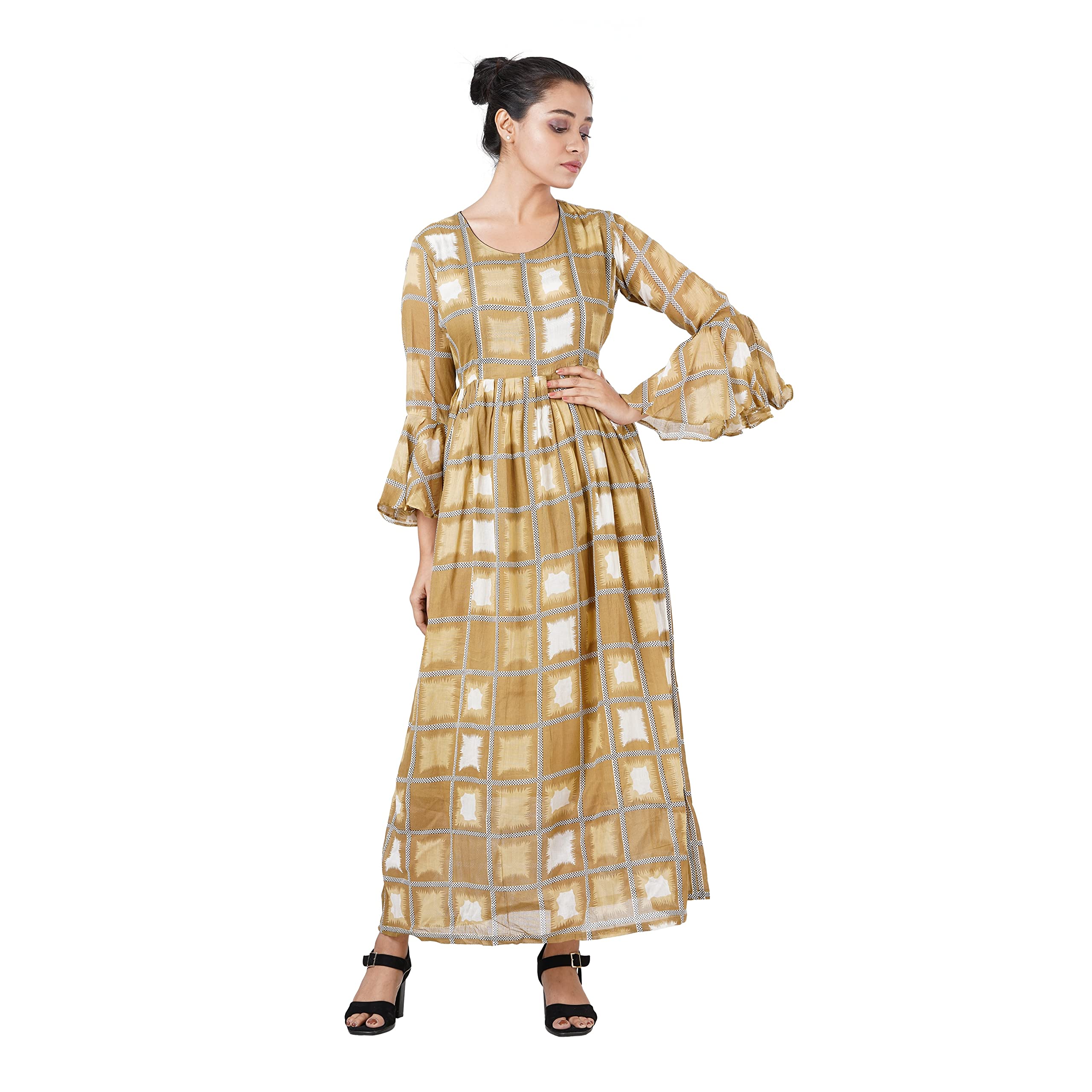 M/S SUDI WEAVERS COLLECTION Women's Designer Kurti Made by Woman Artisan of West Bengal Light Brown
