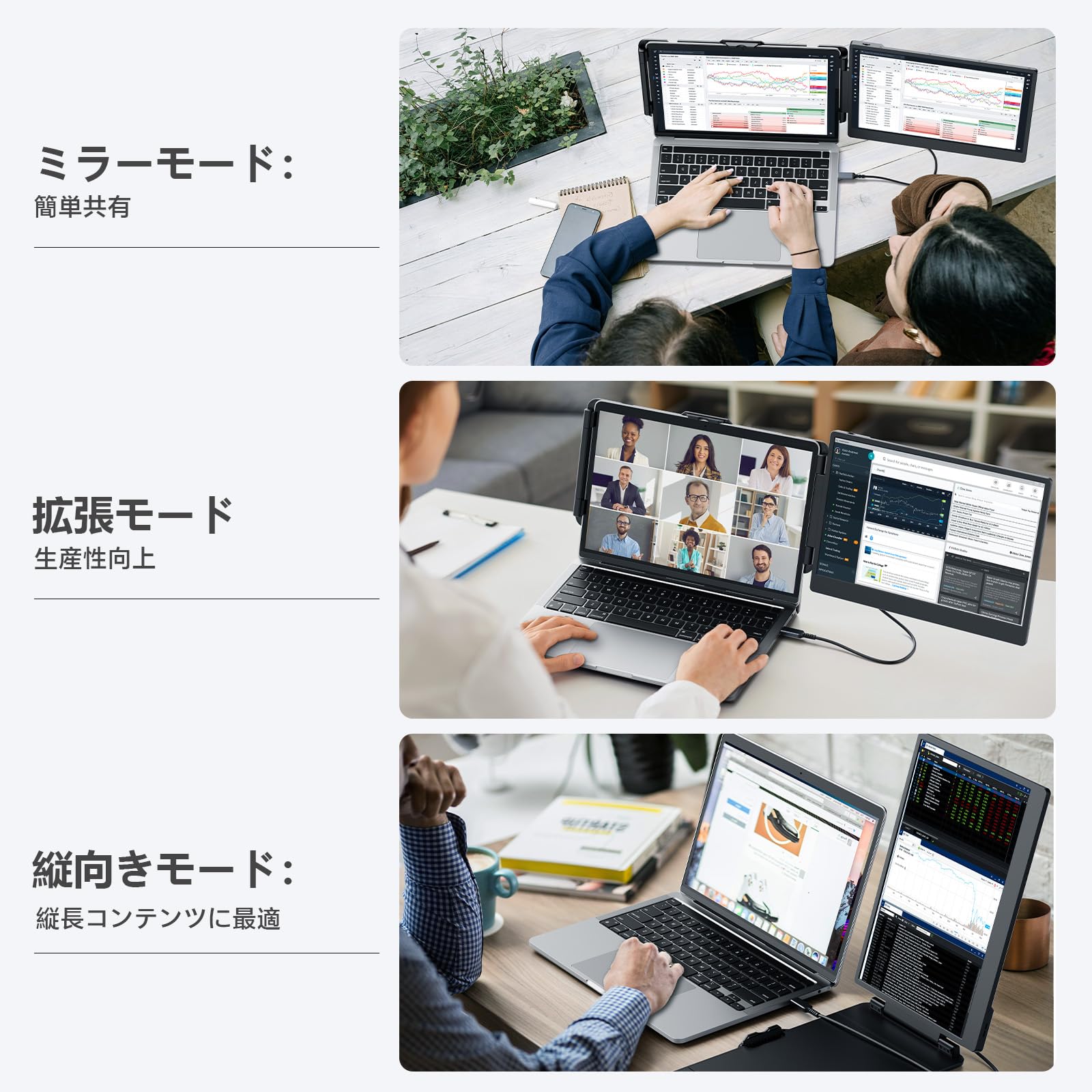 Amazon.co.jp: 14.2 インチ デュアルディスプレイ ダブルモニター 120