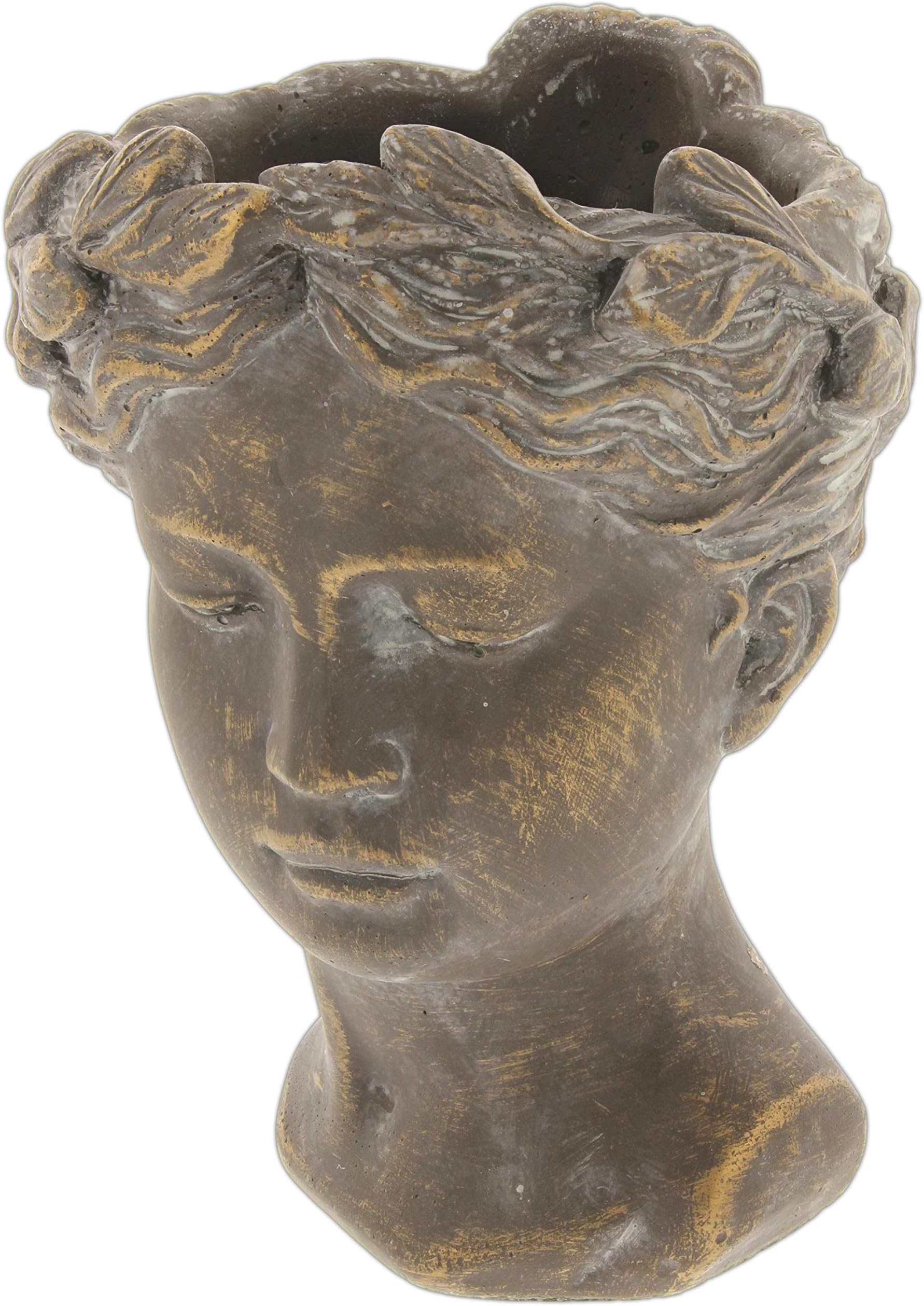 Greek/Roman Style Female Statue Head Cement Planter - Unique Planter Pot for Indoor Outdoor Home Garden Decor (8")